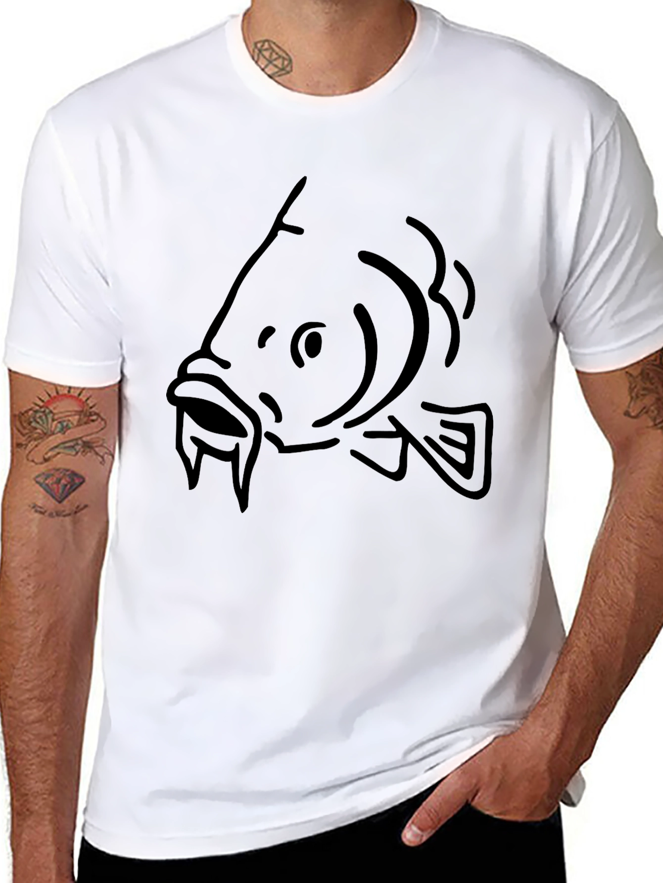 Carp Outline Black T-Shirt