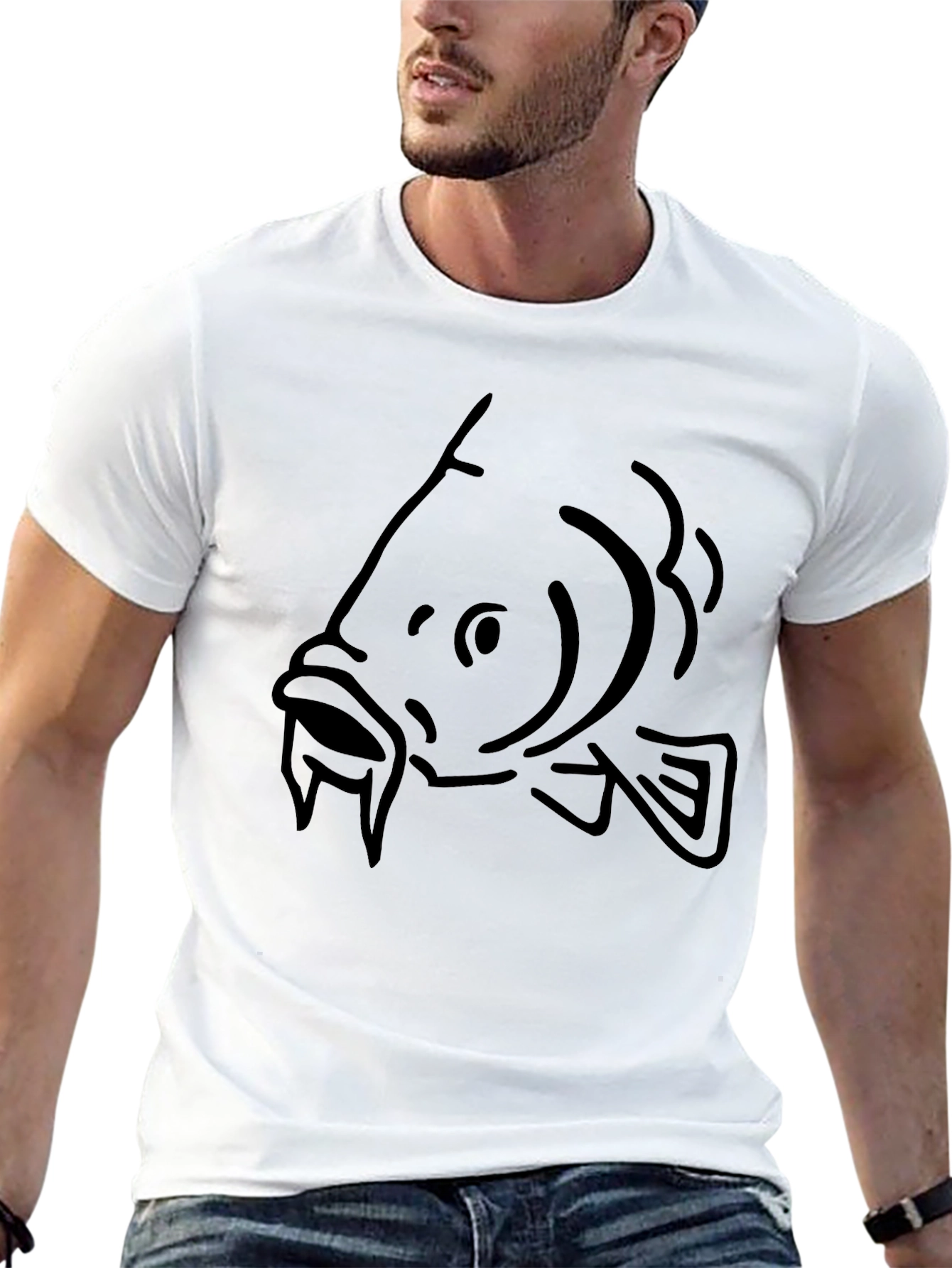 Carp Outline Black T-Shirt