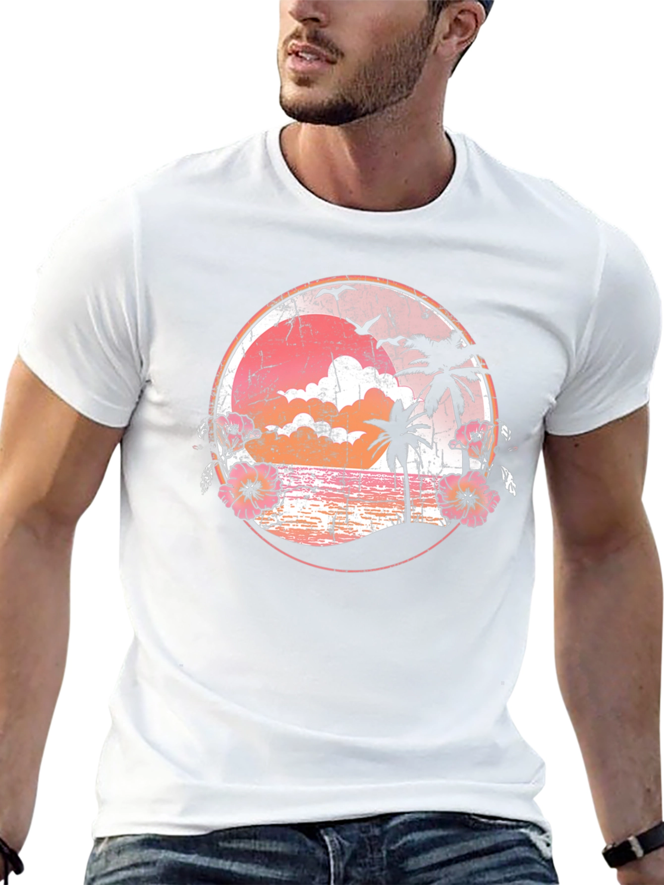 Retro Sunset Palm Tree Graphic Tee