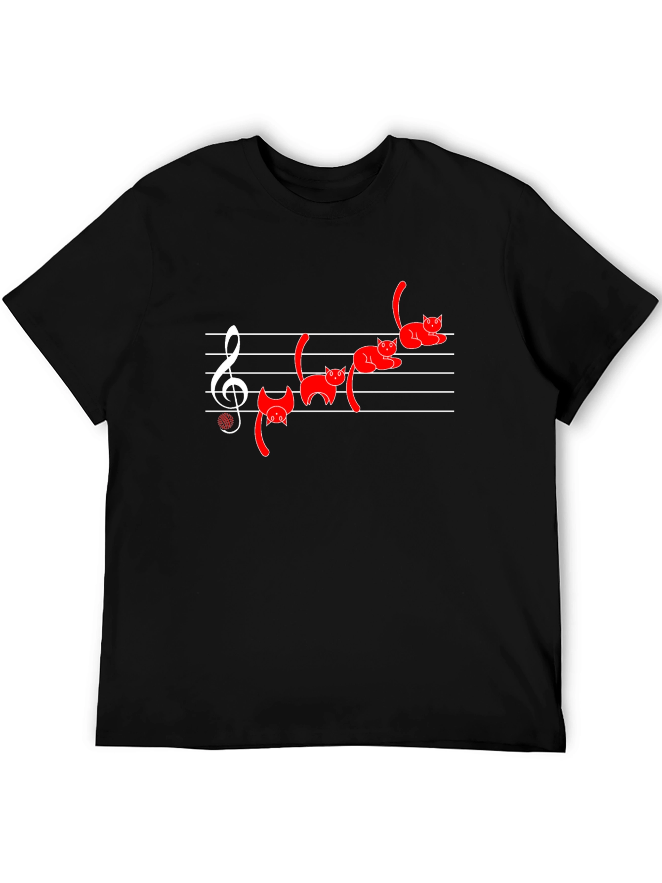 Cat Music T-Shirt - Black Cotton Blend