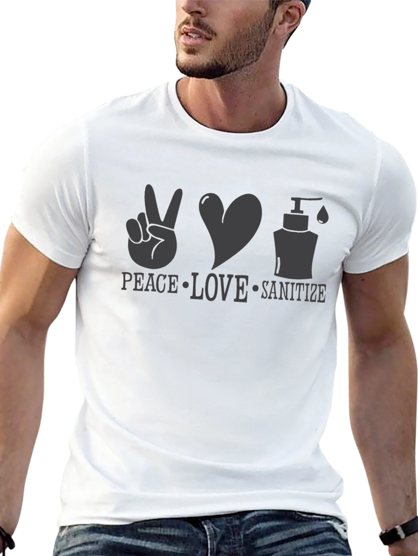 Peace Love Sanitize T-Shirt - Spread Positivity