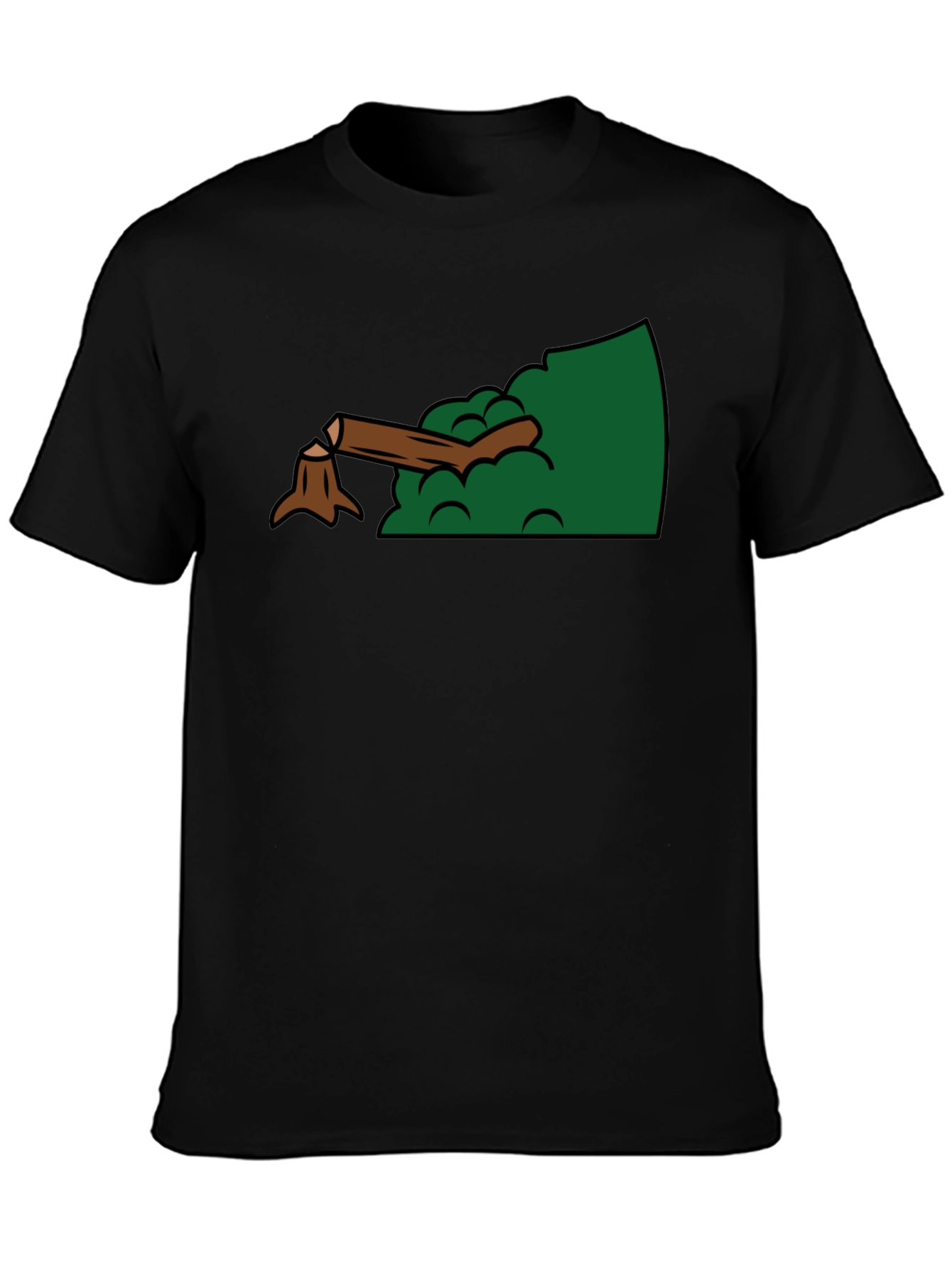 Cartoon Stump Graphic Black T-Shirt