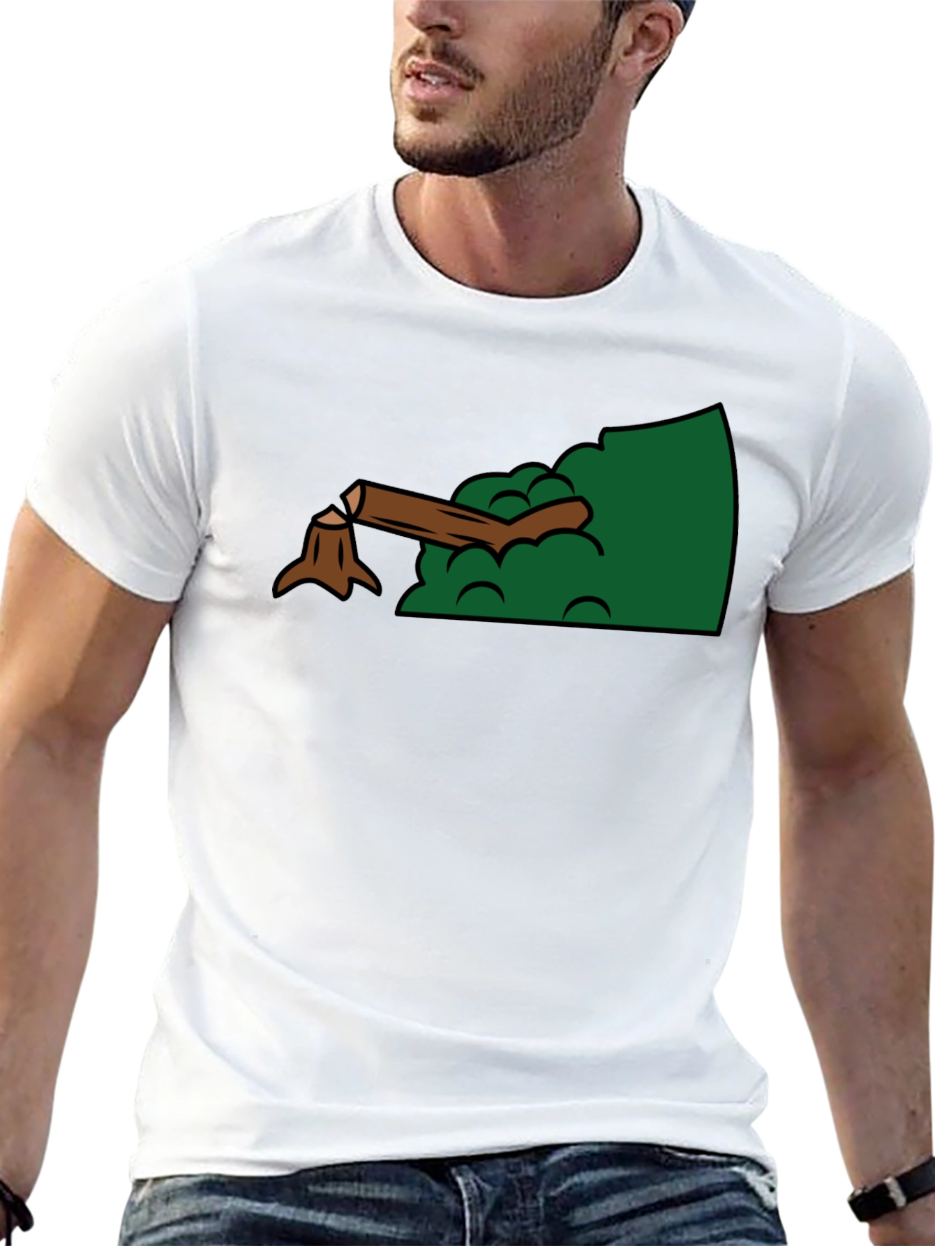 Cartoon Stump Graphic Black T-Shirt