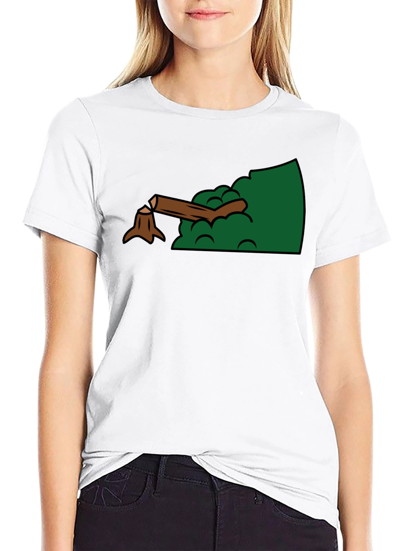 Cartoon Stump Graphic Black T-Shirt