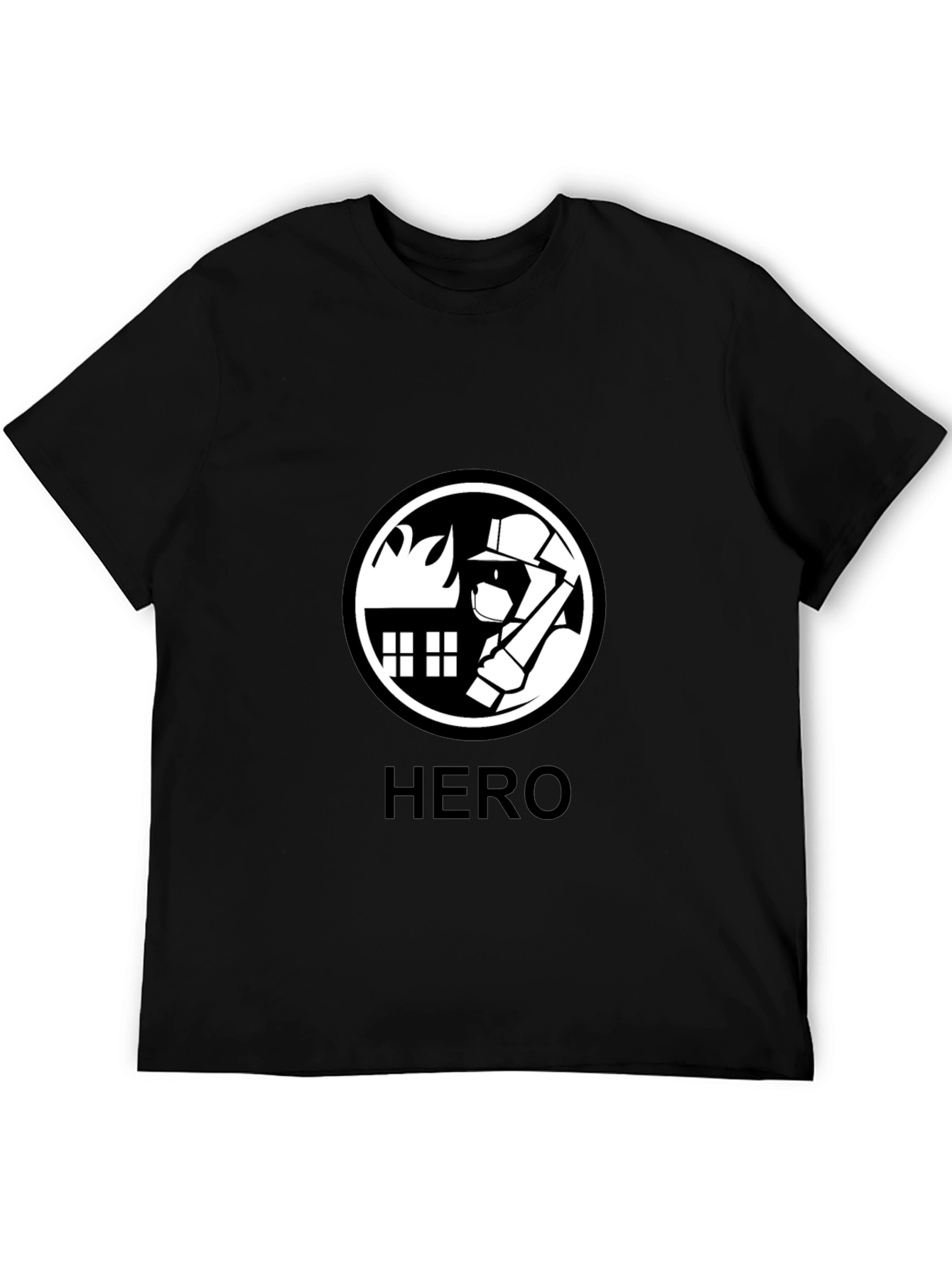 Firefighter Hero Graphic Tee - Black Cotton