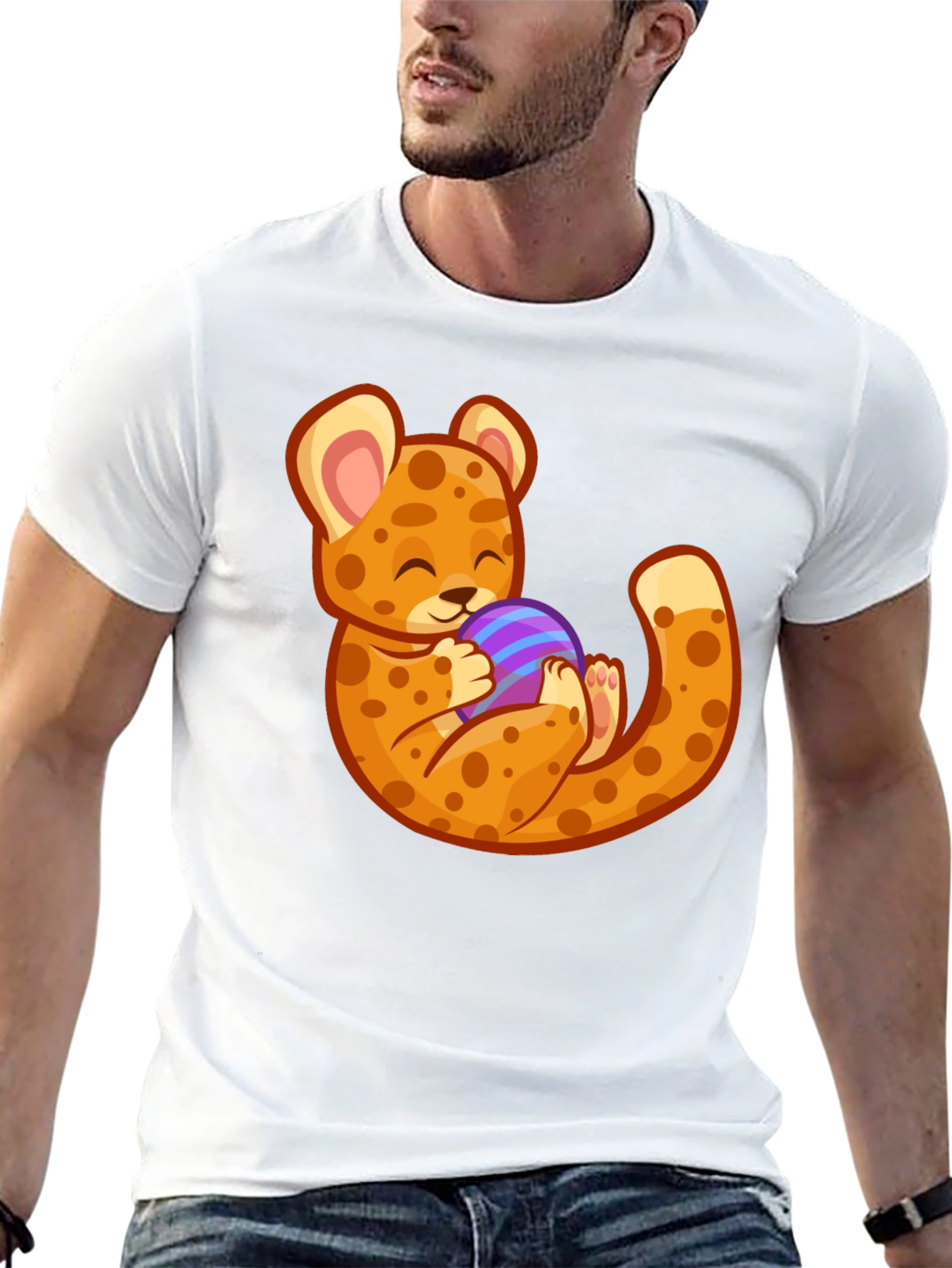 Cute Cheetah Holding Egg T-Shirt