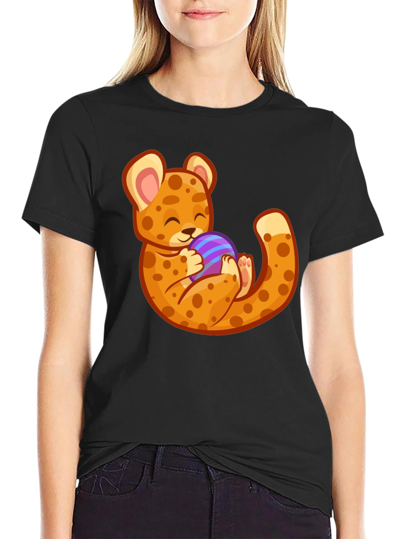Cute Cheetah Holding Egg T-Shirt