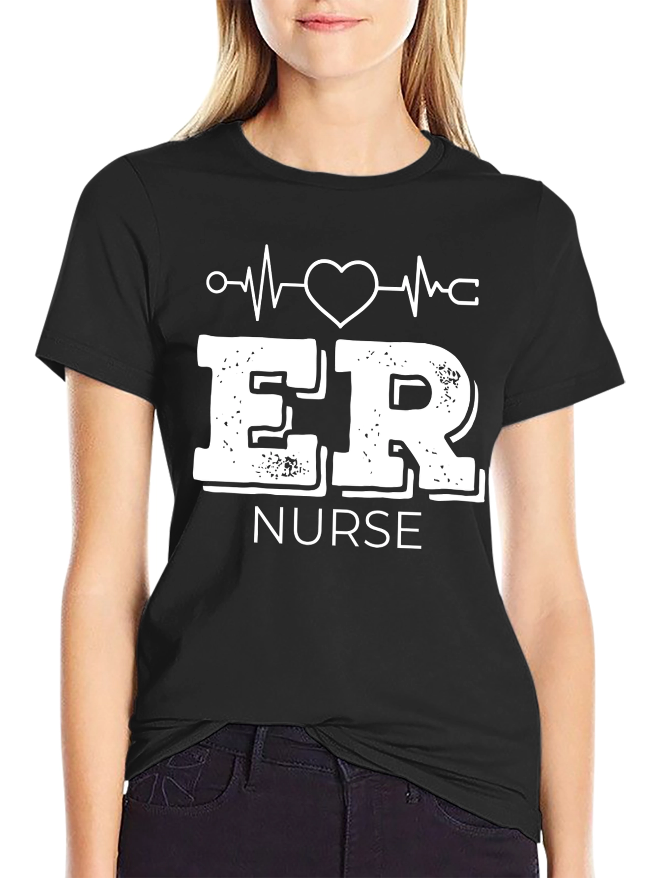 ER Nurse Graphic T-Shirt - Black Crew Neck