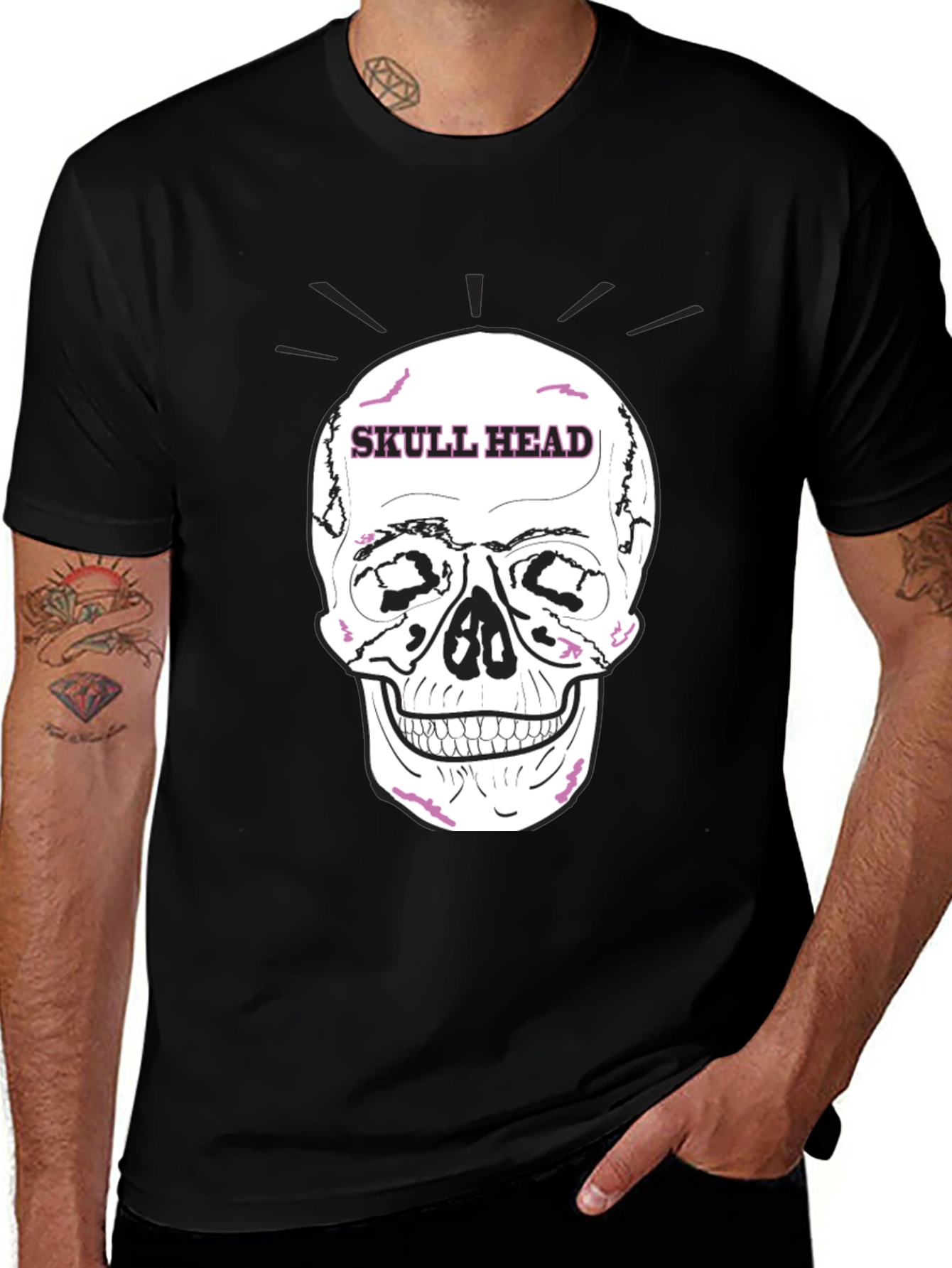 Skull Head Graphic Tee - Edgy Black T-Shirt