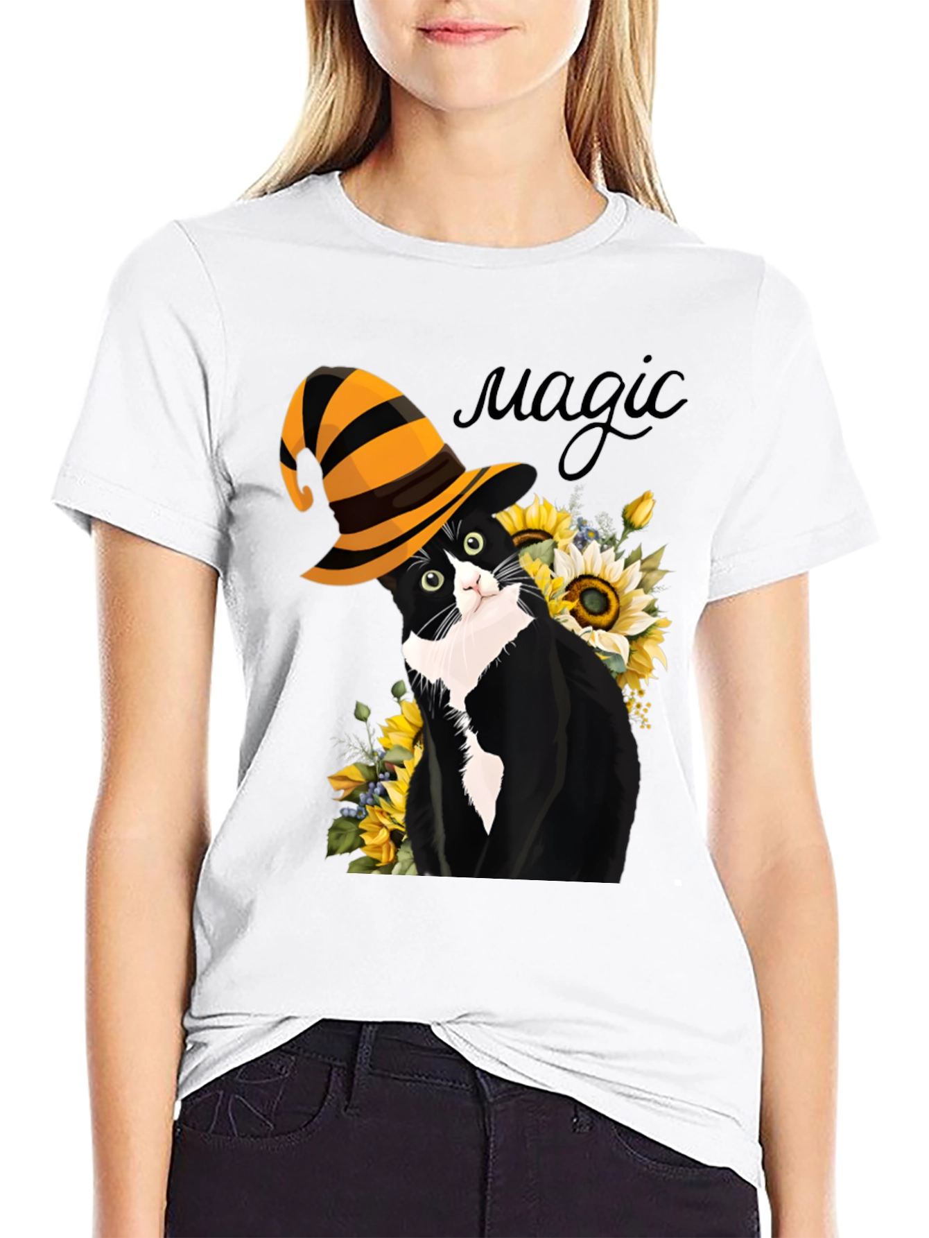 Magic Cat T-Shirt: Whimsical Halloween Style
