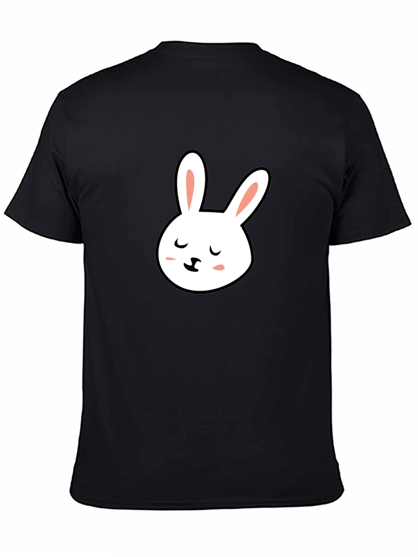 Cute Bunny Graphic Tee - Black Cotton T-Shirt