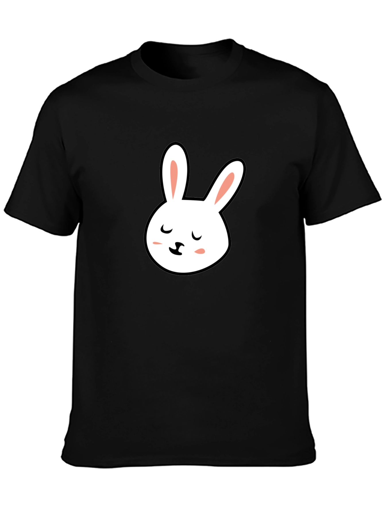 Cute Bunny Graphic Tee - Black Cotton T-Shirt