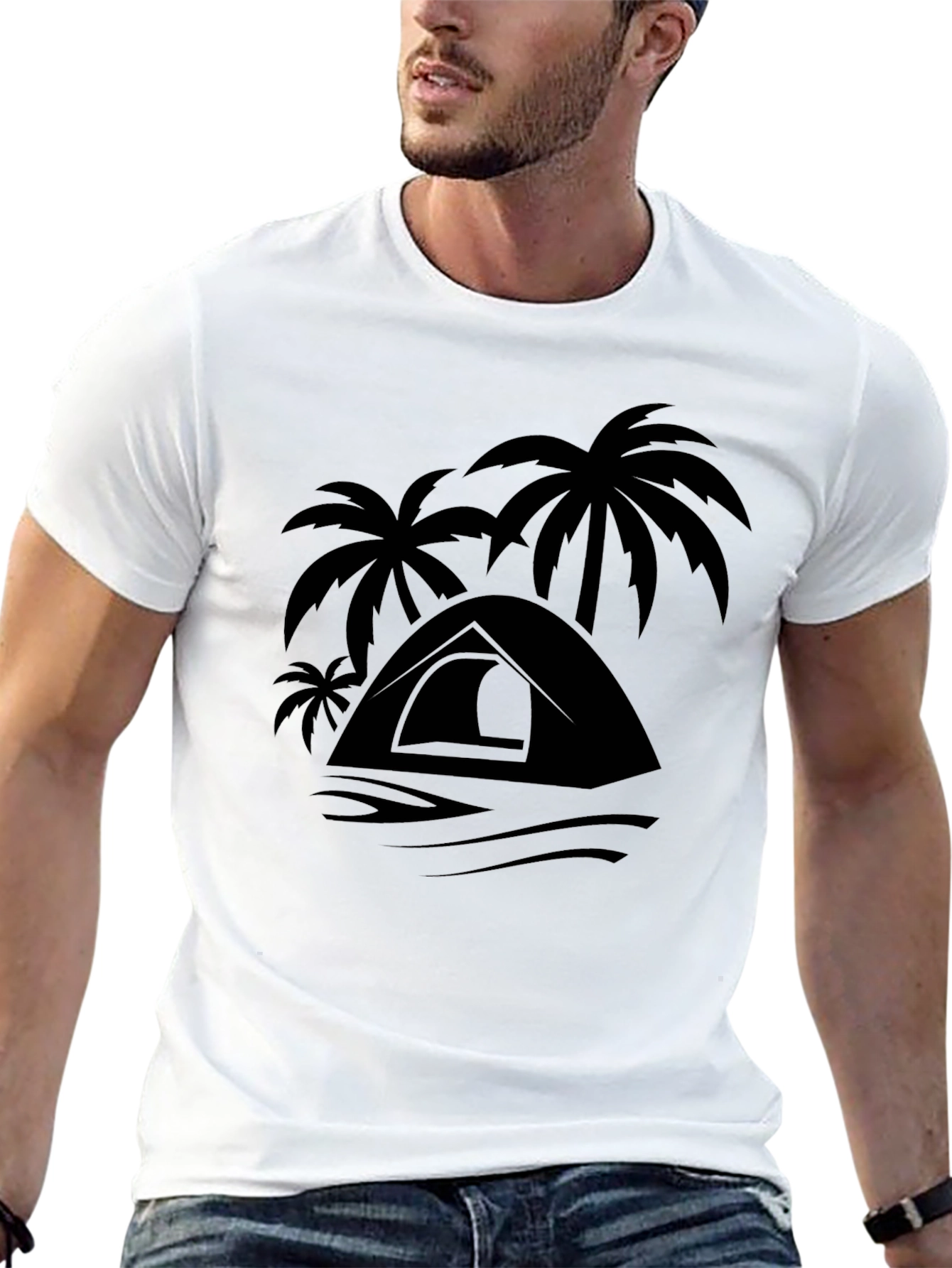 Palm Tent Black Tee - Adventure Ready!