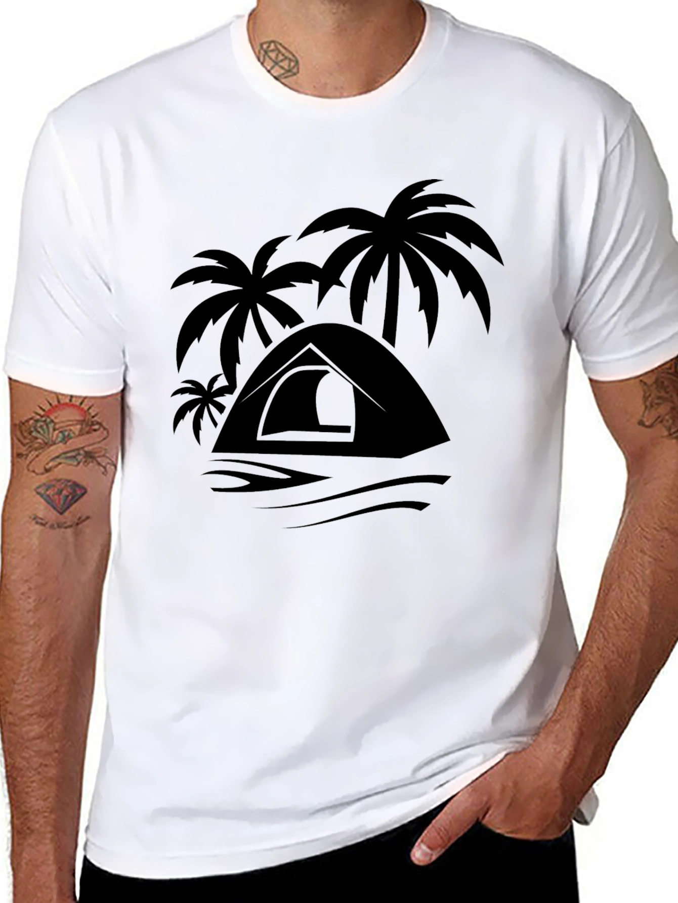 Palm Tent Black Tee - Adventure Ready!