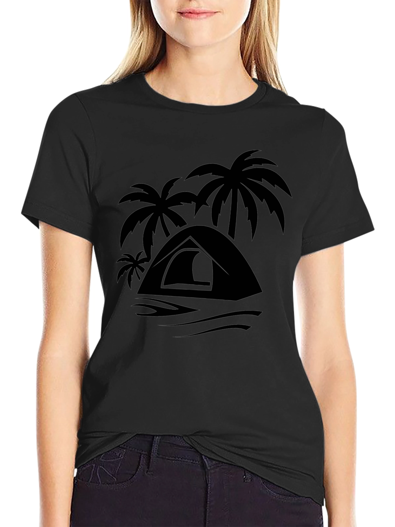 Palm Tent Black Tee - Adventure Ready!