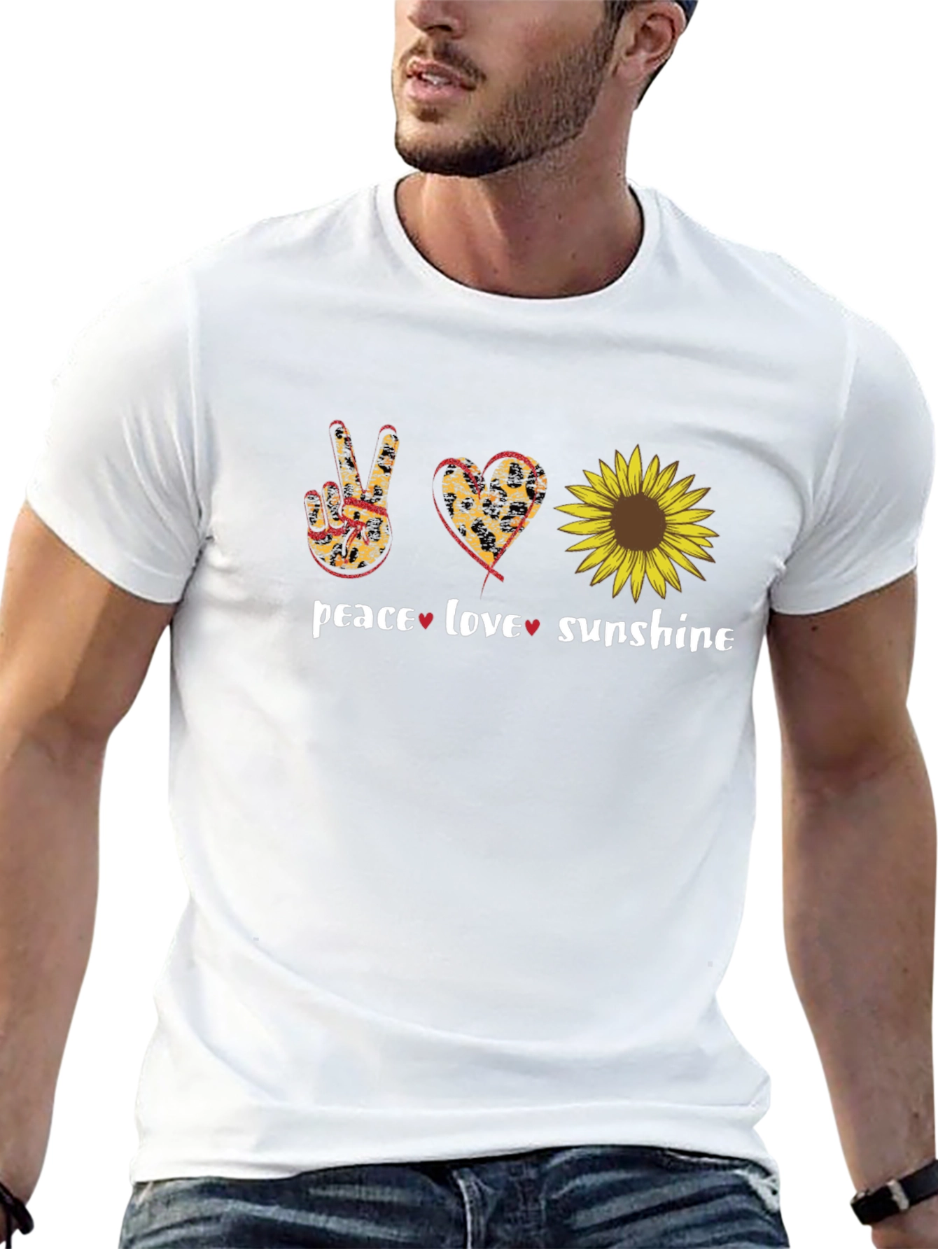 Peace Love Sunflower Graphic T-Shirt
