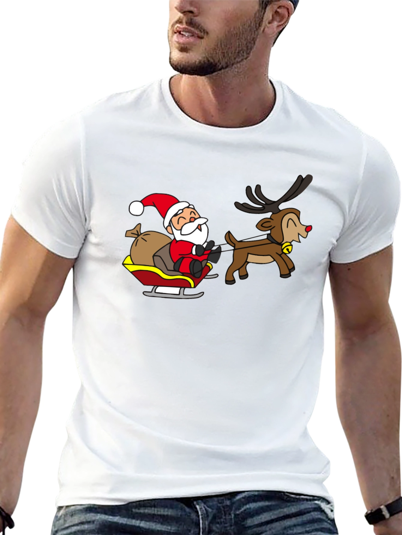 Santa and Reindeer Graphic T-Shirt