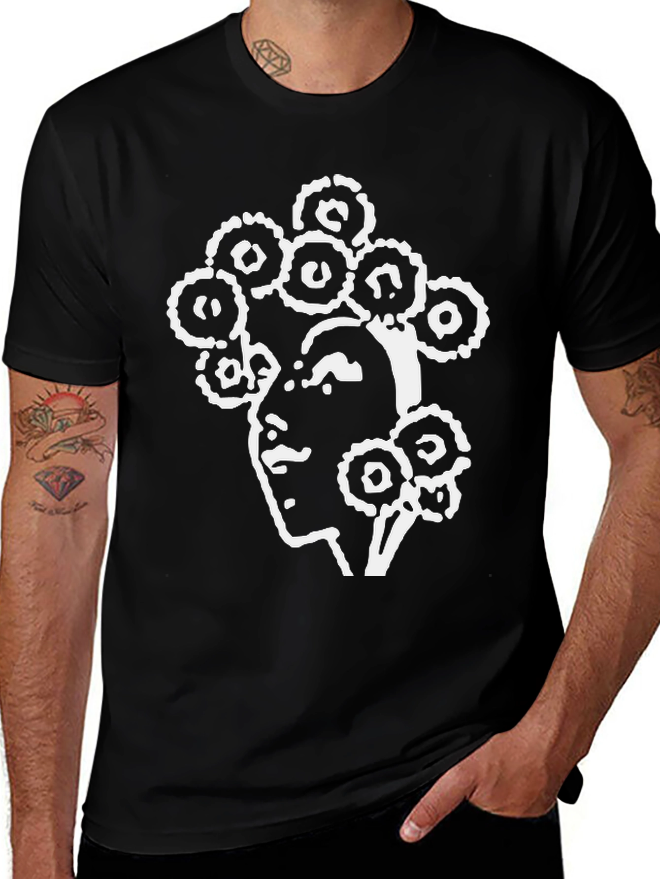 Abstract Woman Graphic Tee - Black Unisex Shirt