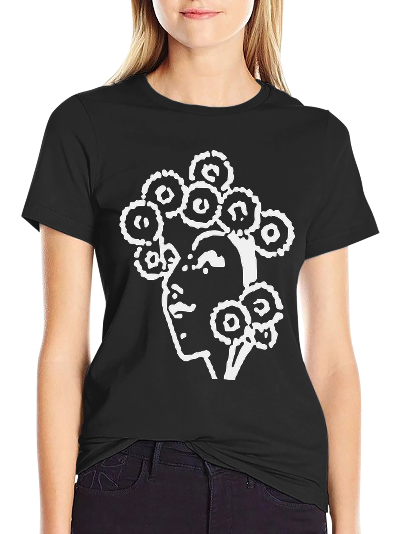 Abstract Woman Graphic Tee - Black Unisex Shirt