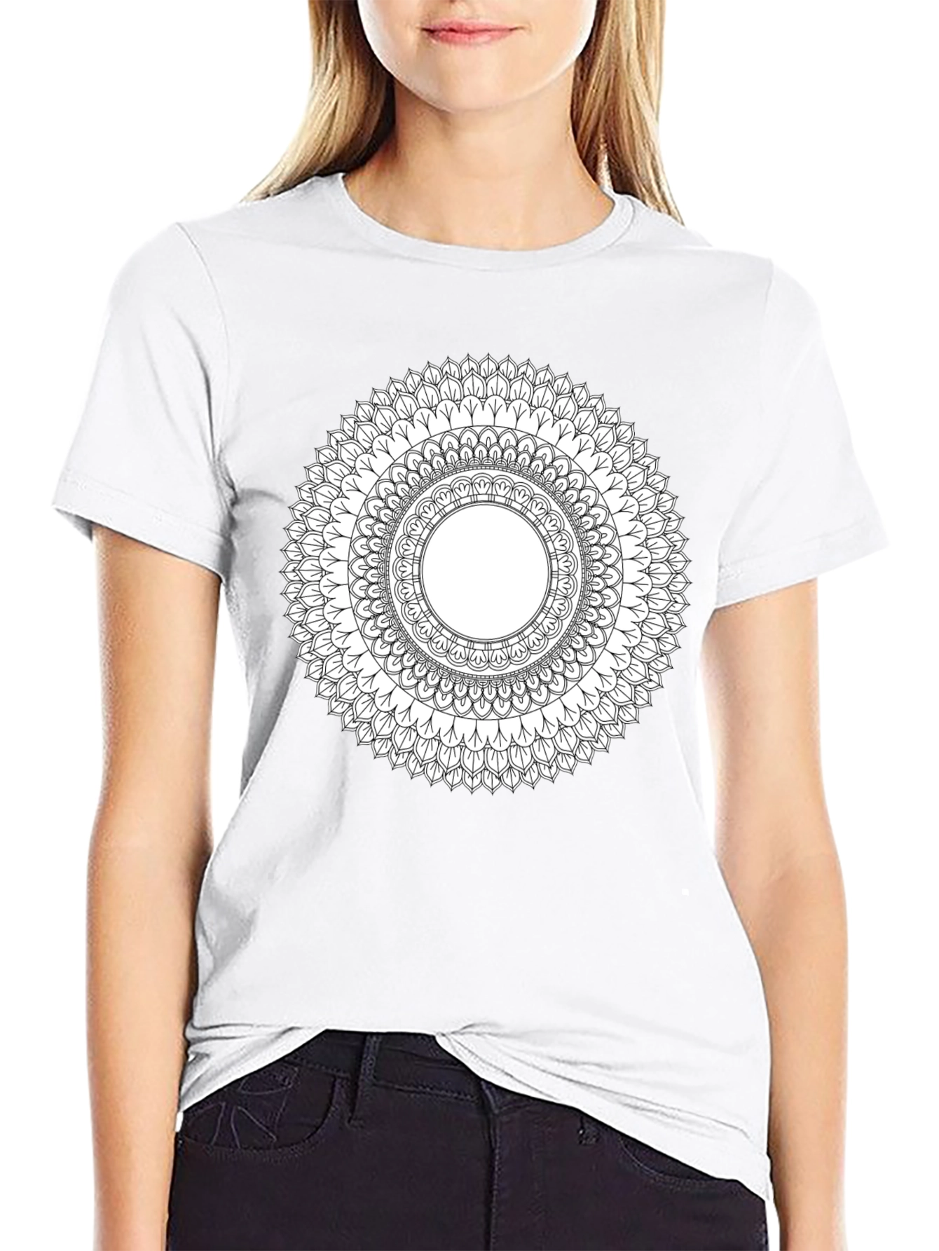 Mandala Print Black T-Shirt