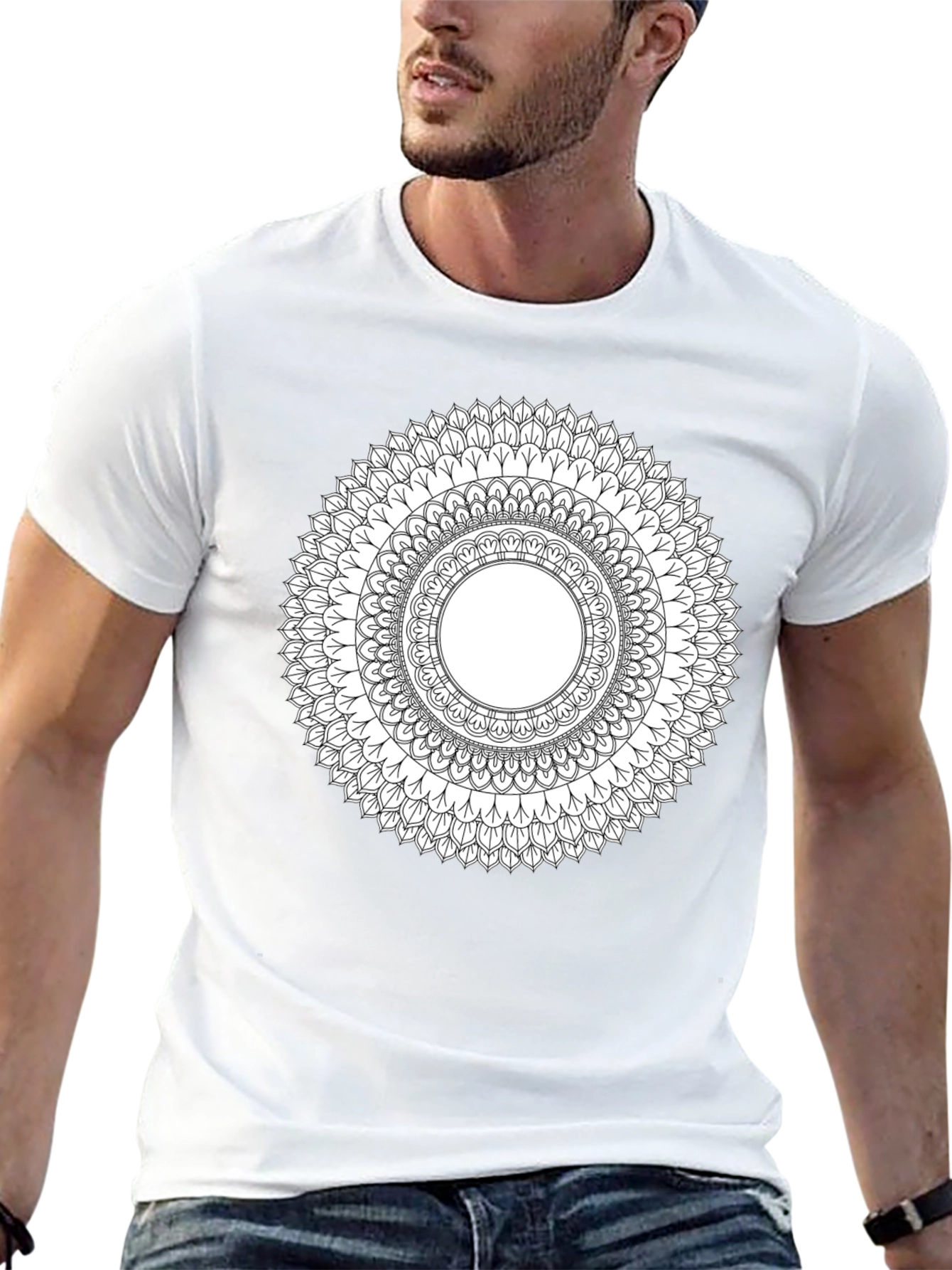 Mandala Print Black T-Shirt