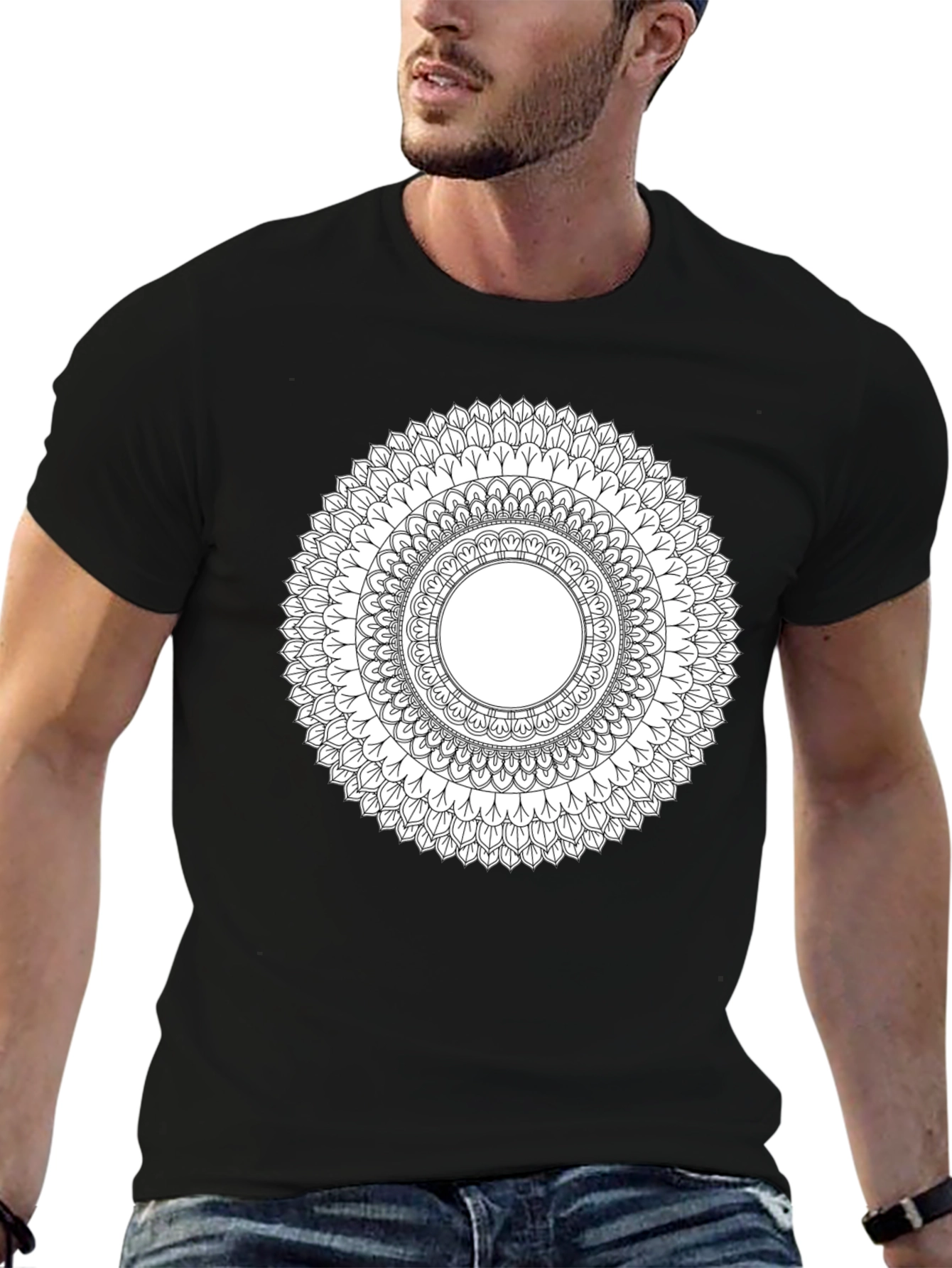 Mandala Print Black T-Shirt