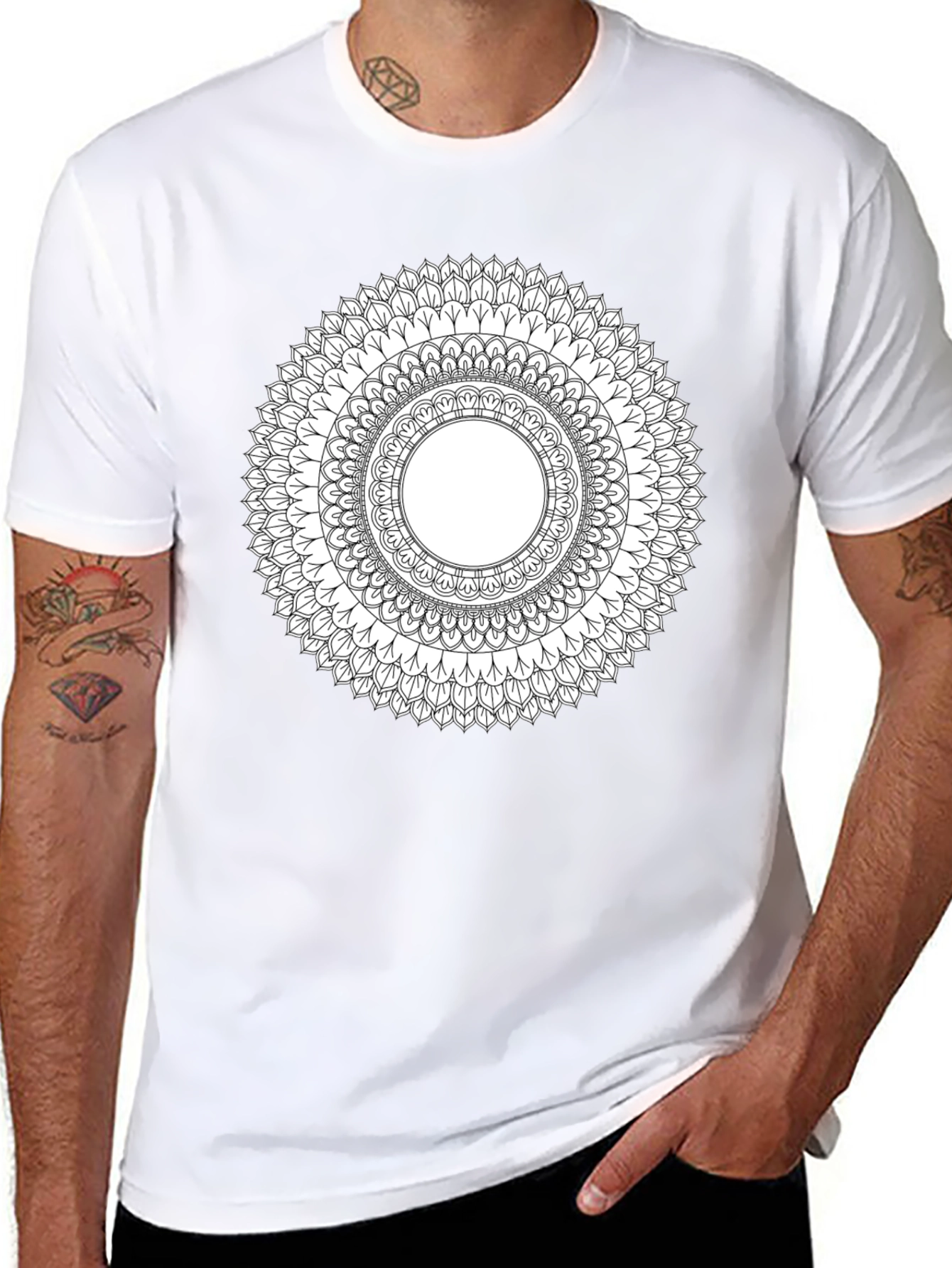Mandala Print Black T-Shirt