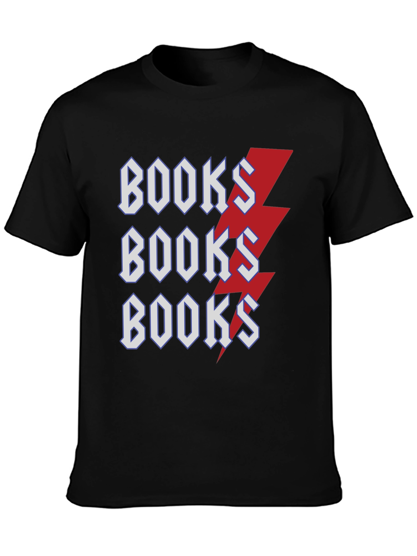 Books Lightning Bolt T-Shirt Black Cotton Tee