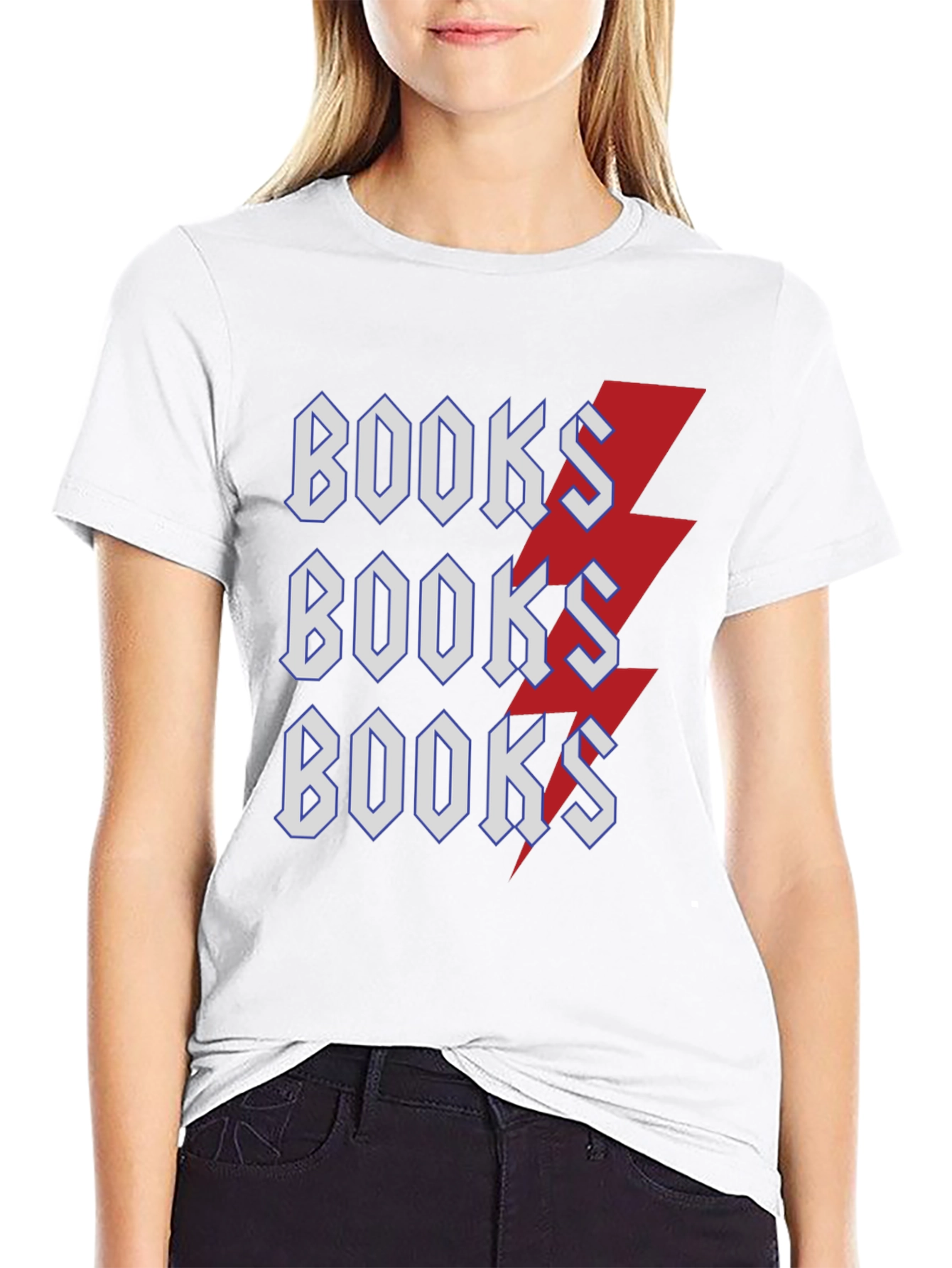 Books Lightning Bolt T-Shirt Black Cotton Tee