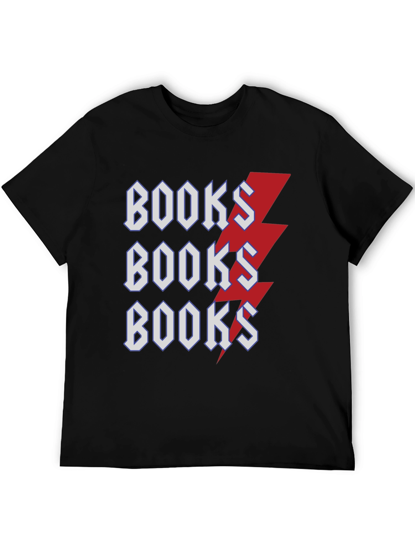 Books Lightning Bolt T-Shirt Black Cotton Tee
