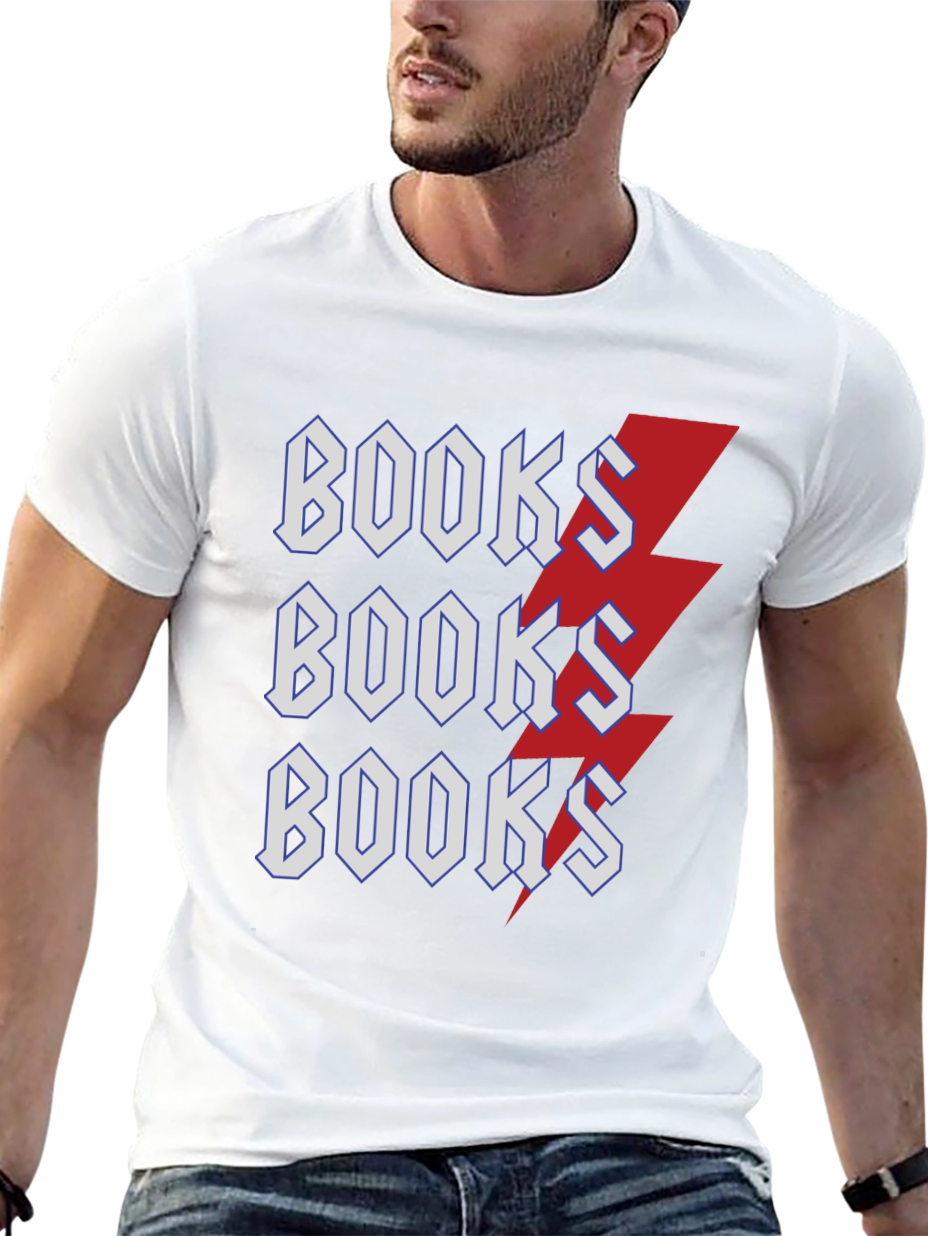 Books Lightning Bolt T-Shirt Black Cotton Tee