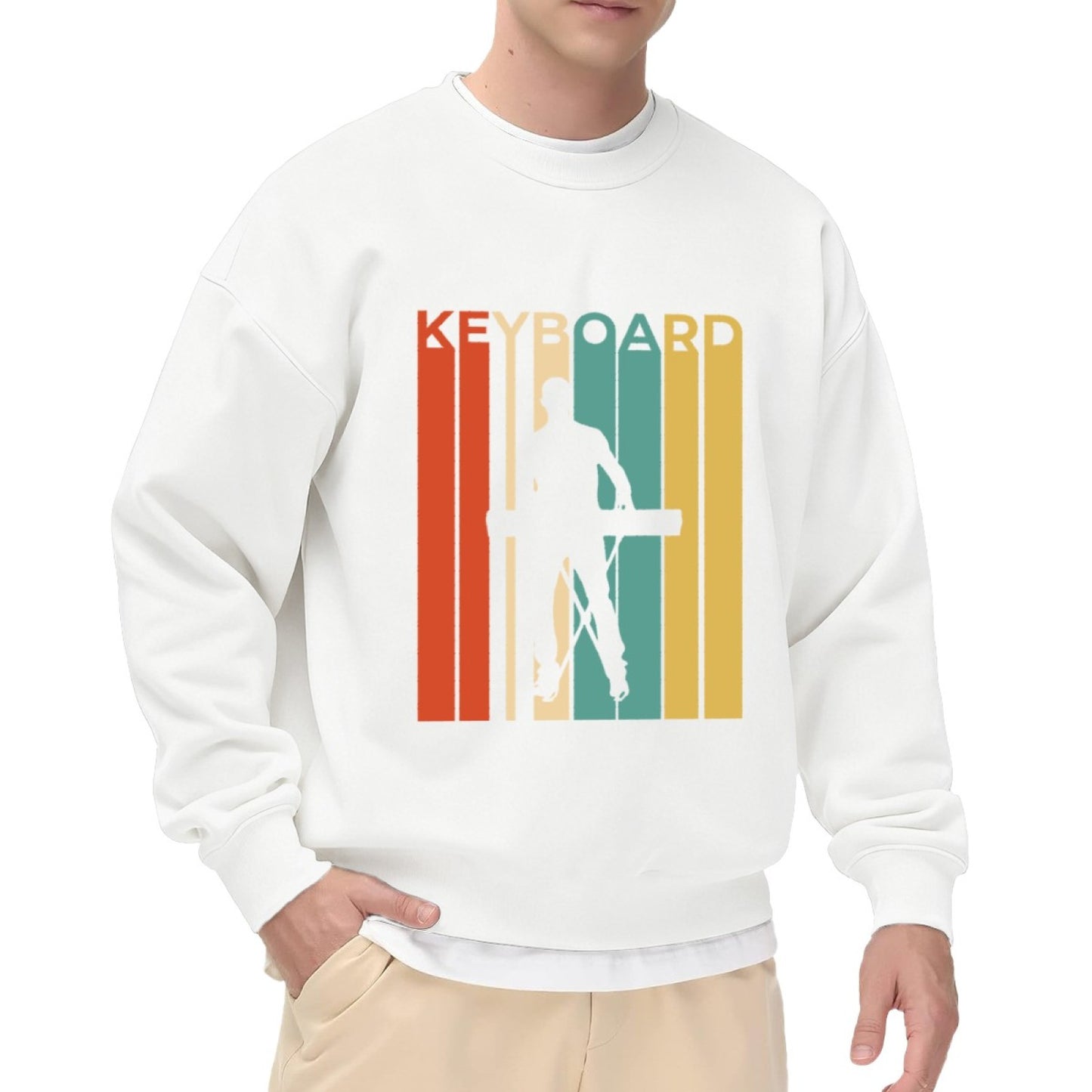 Nostalgic Keyboardist Stripe Graphic Pullover