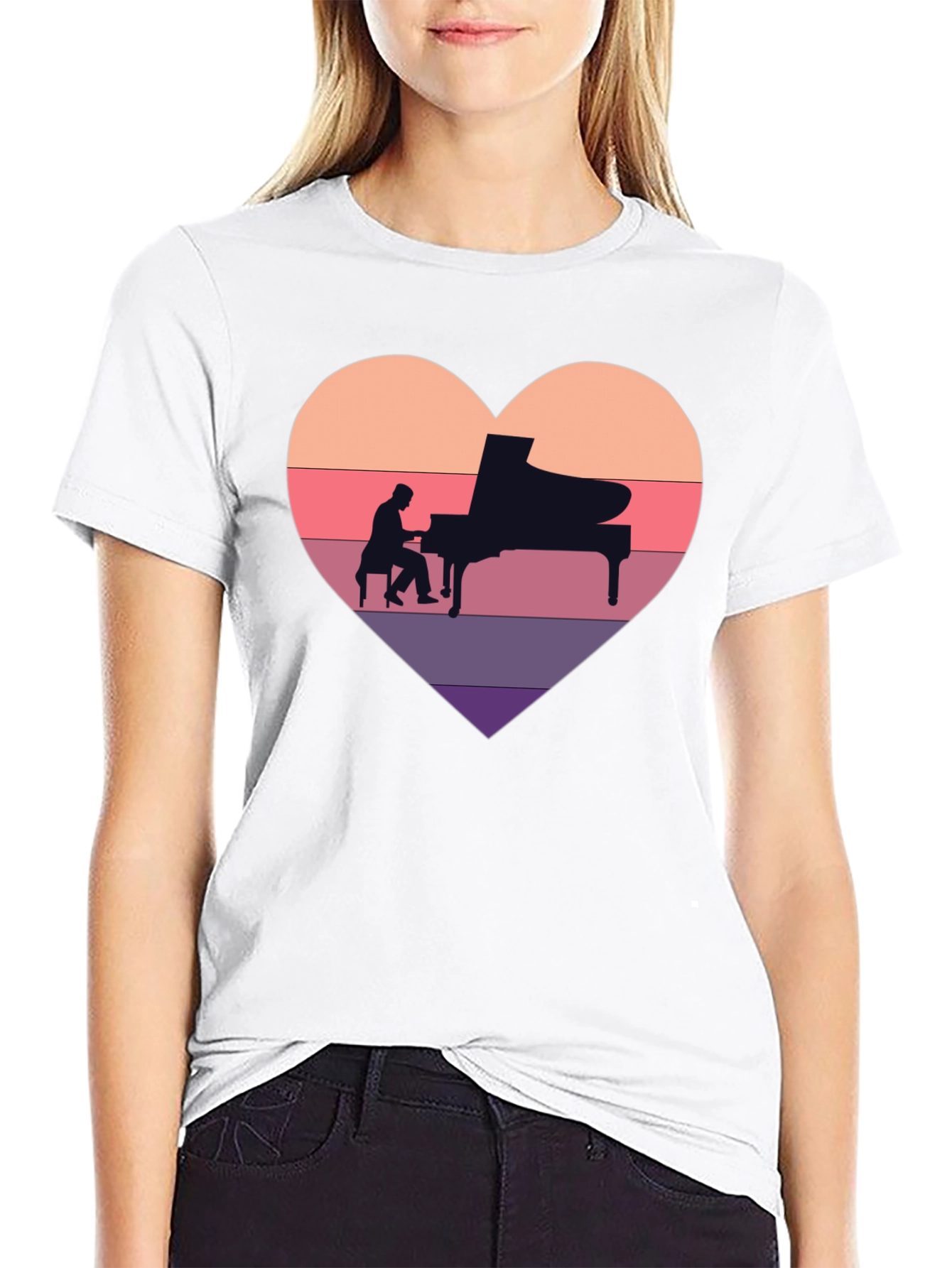 Piano Heart T-Shirt - Musician Lover Tee
