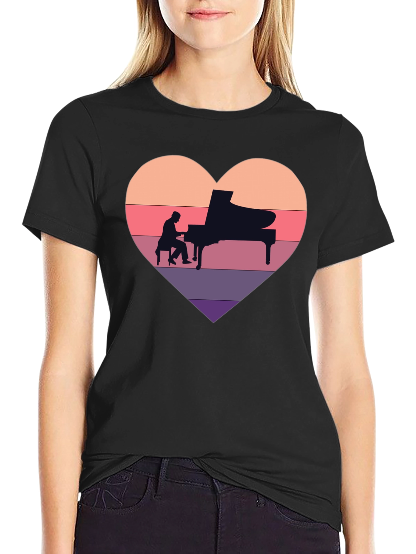 Piano Heart T-Shirt - Musician Lover Tee