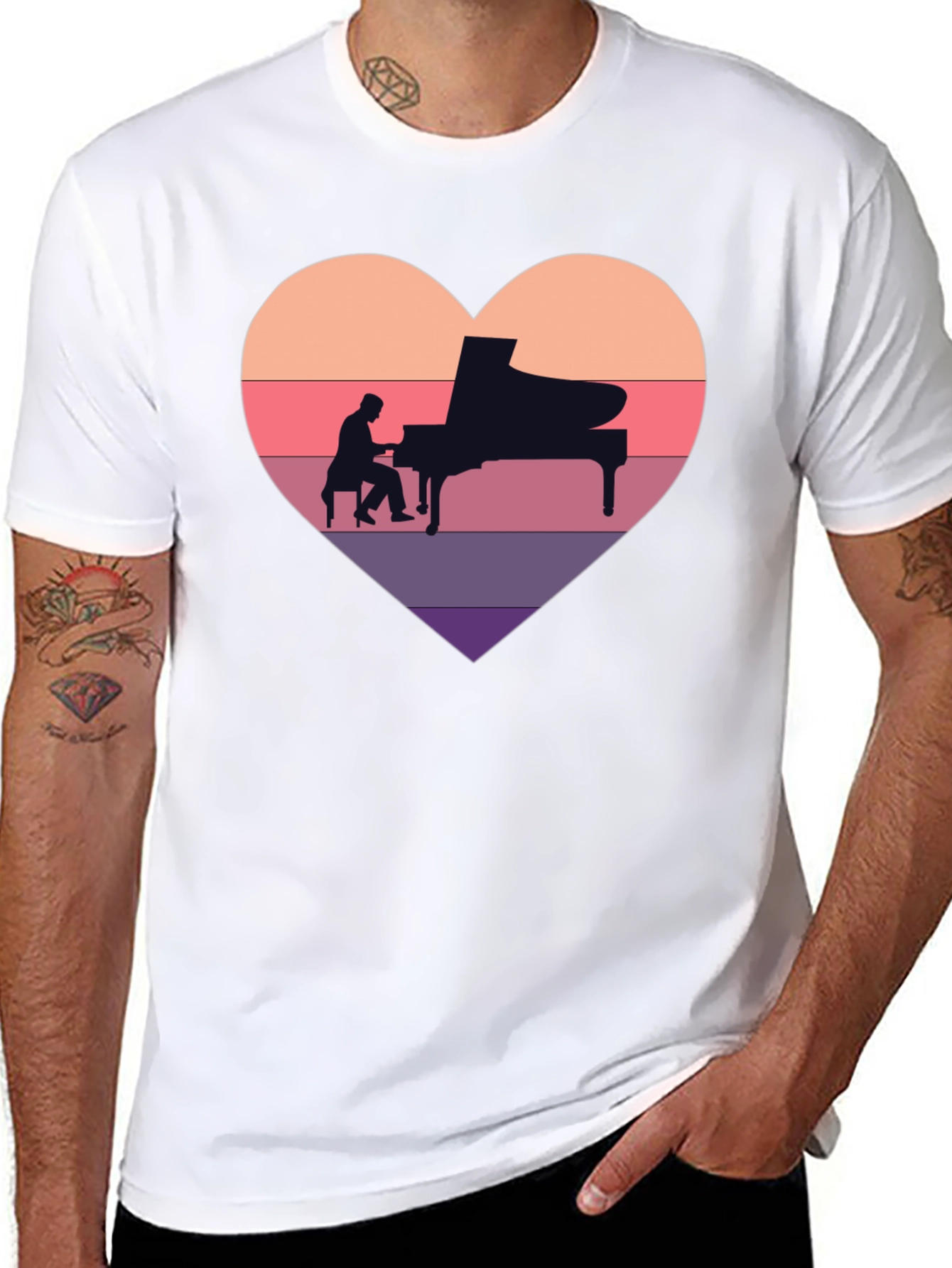 Piano Heart T-Shirt - Musician Lover Tee