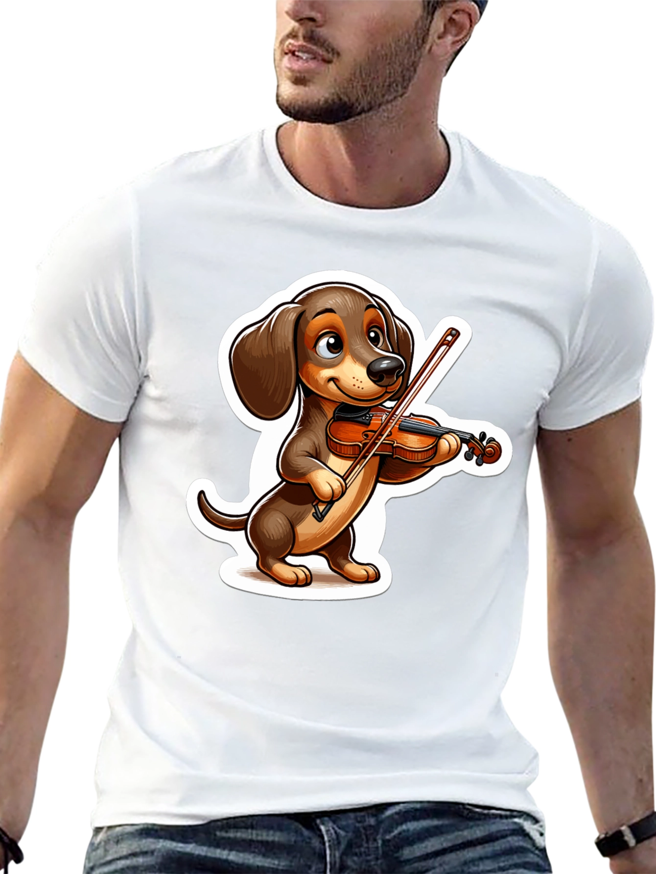 Dachshund Violinist T-Shirt - Cute Dog Lover Tee
