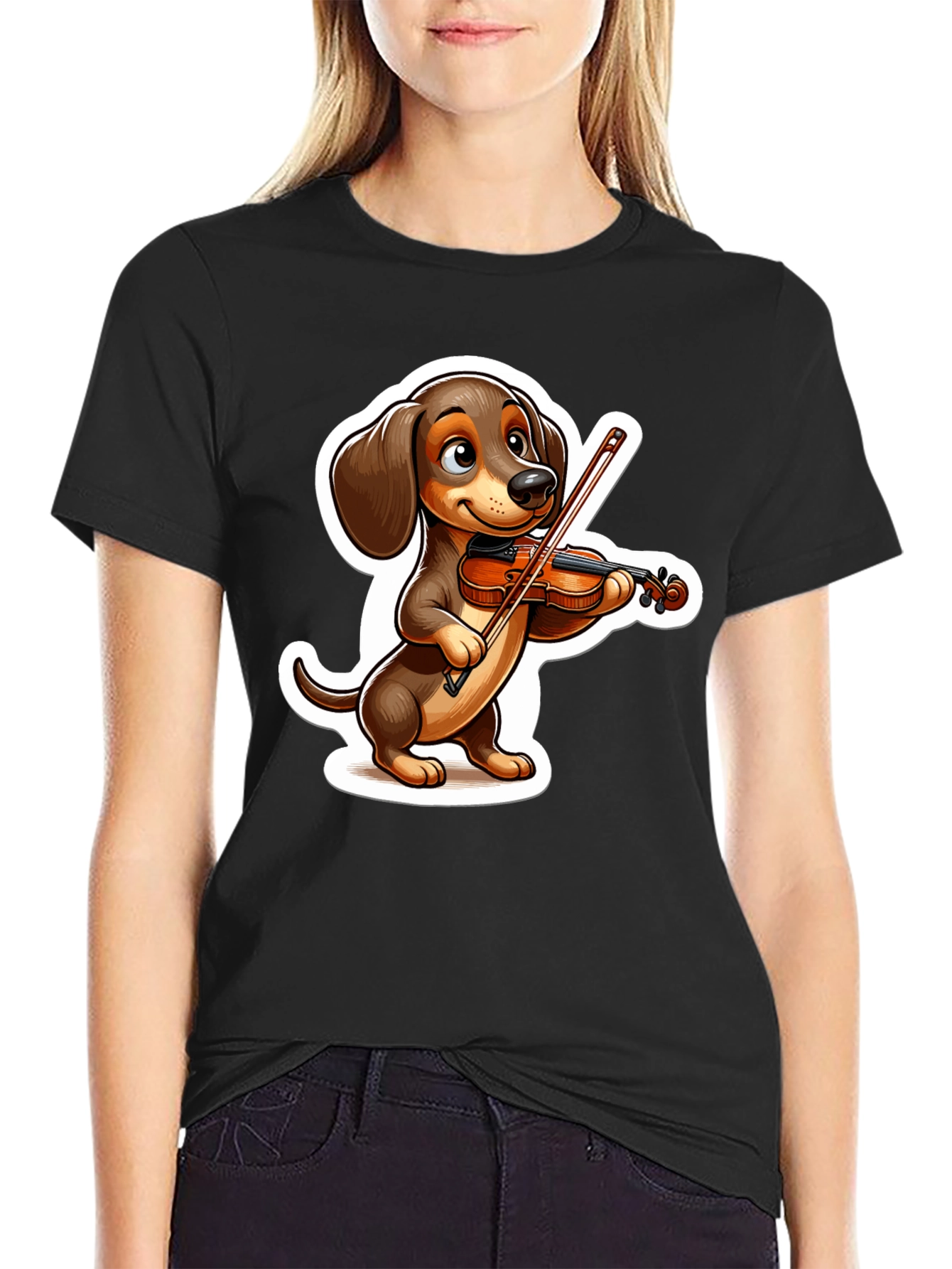 Dachshund Violinist T-Shirt - Cute Dog Lover Tee