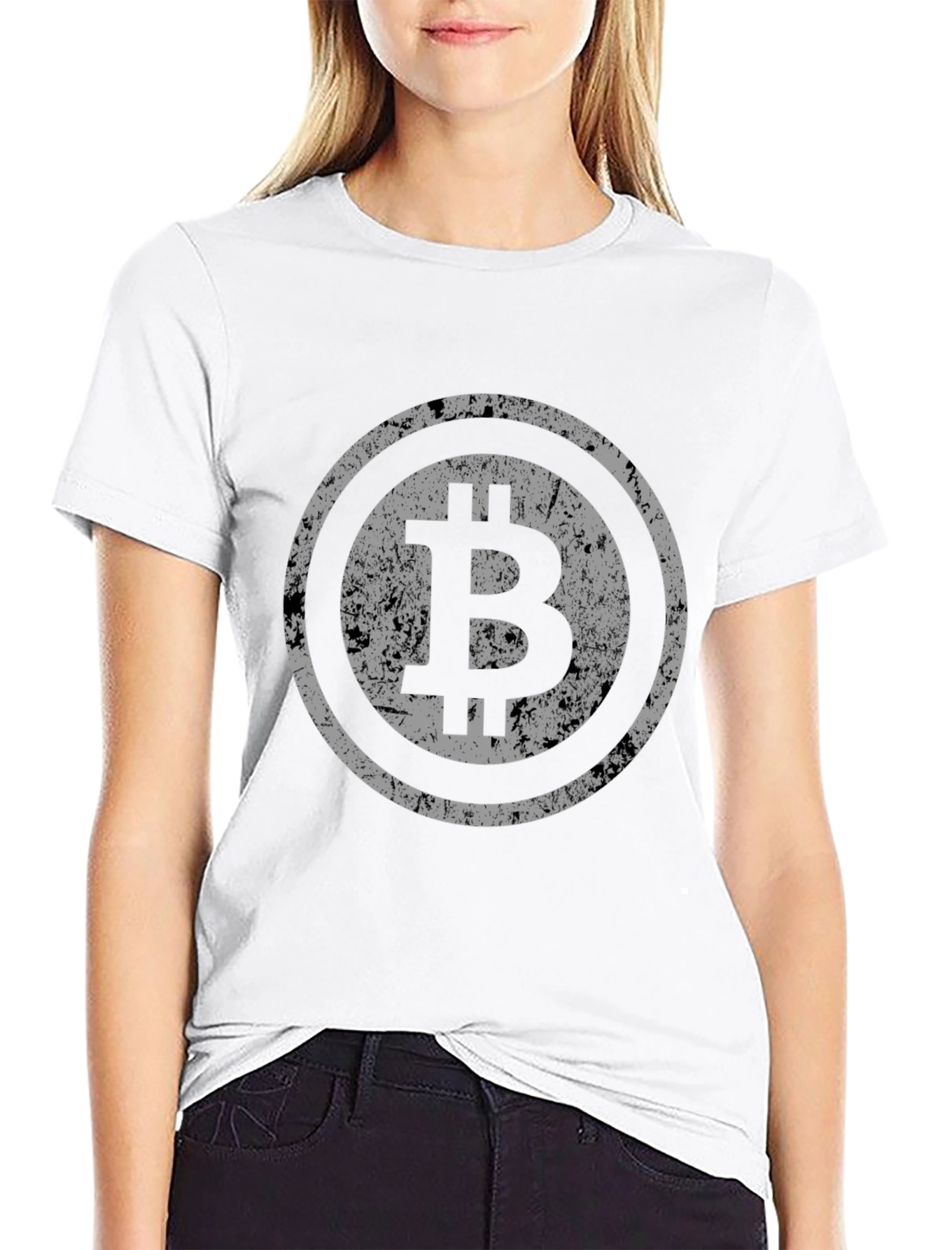 Bitcoin Distressed Logo Black T-Shirt