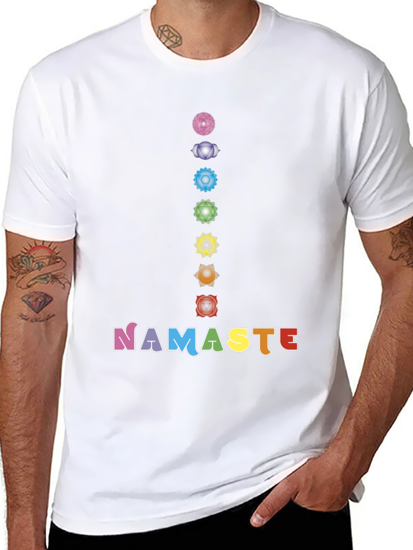 Chakra Namaste Graphic Tee - Yoga Inspired Shirt