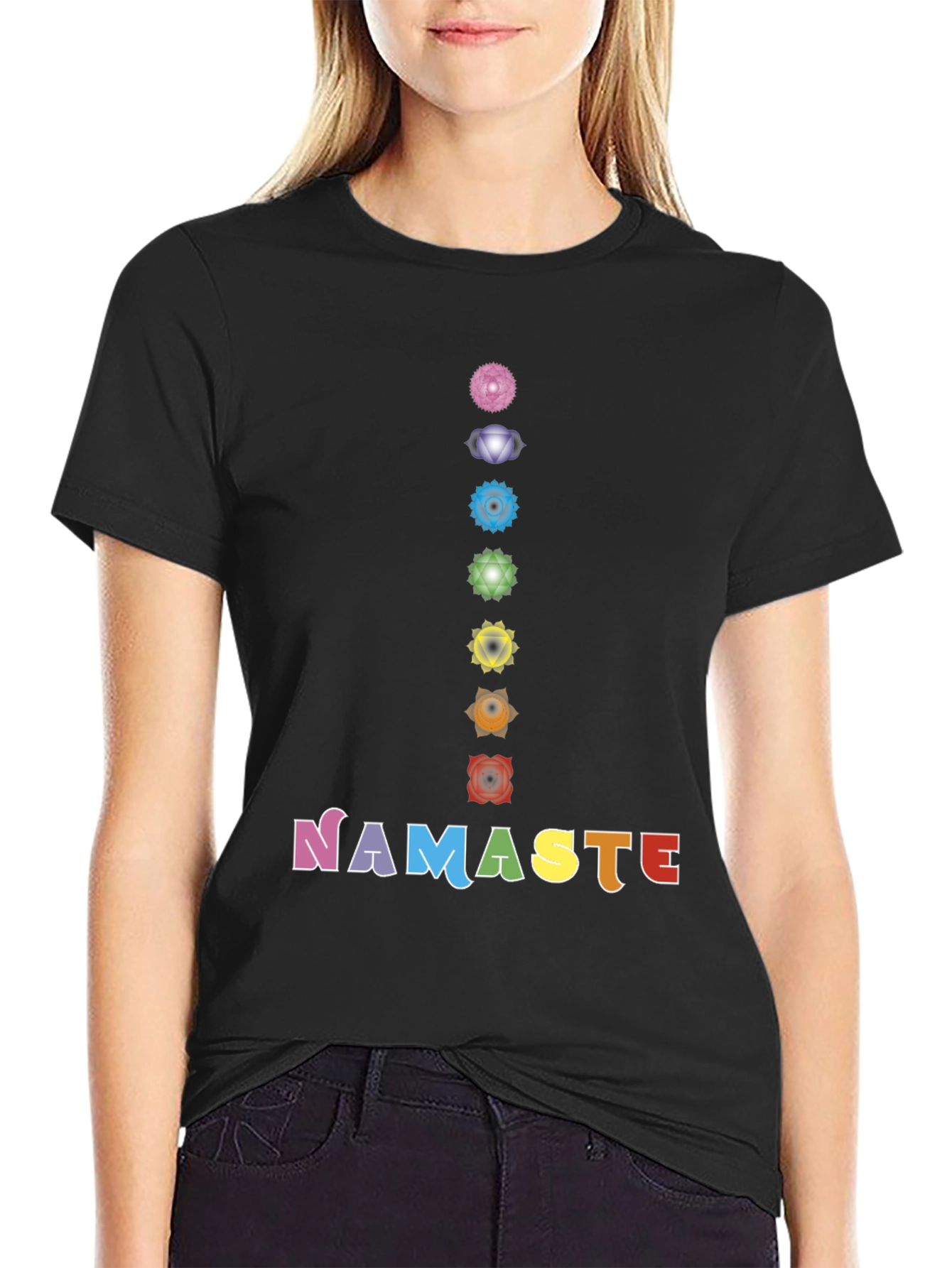 Chakra Namaste Graphic Tee - Yoga Inspired Shirt