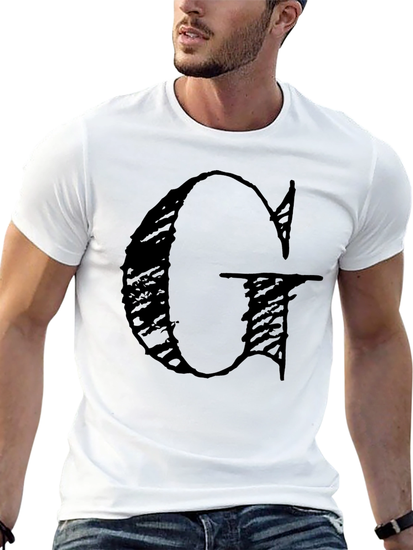 Graphic Tee - Black Shirt with Bold Letter G