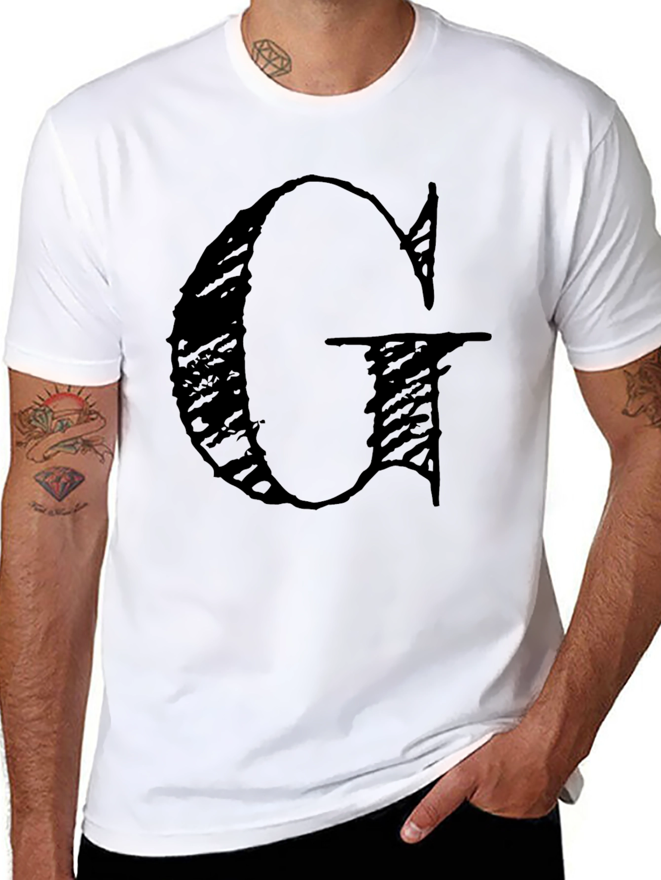 Graphic Tee - Black Shirt with Bold Letter G