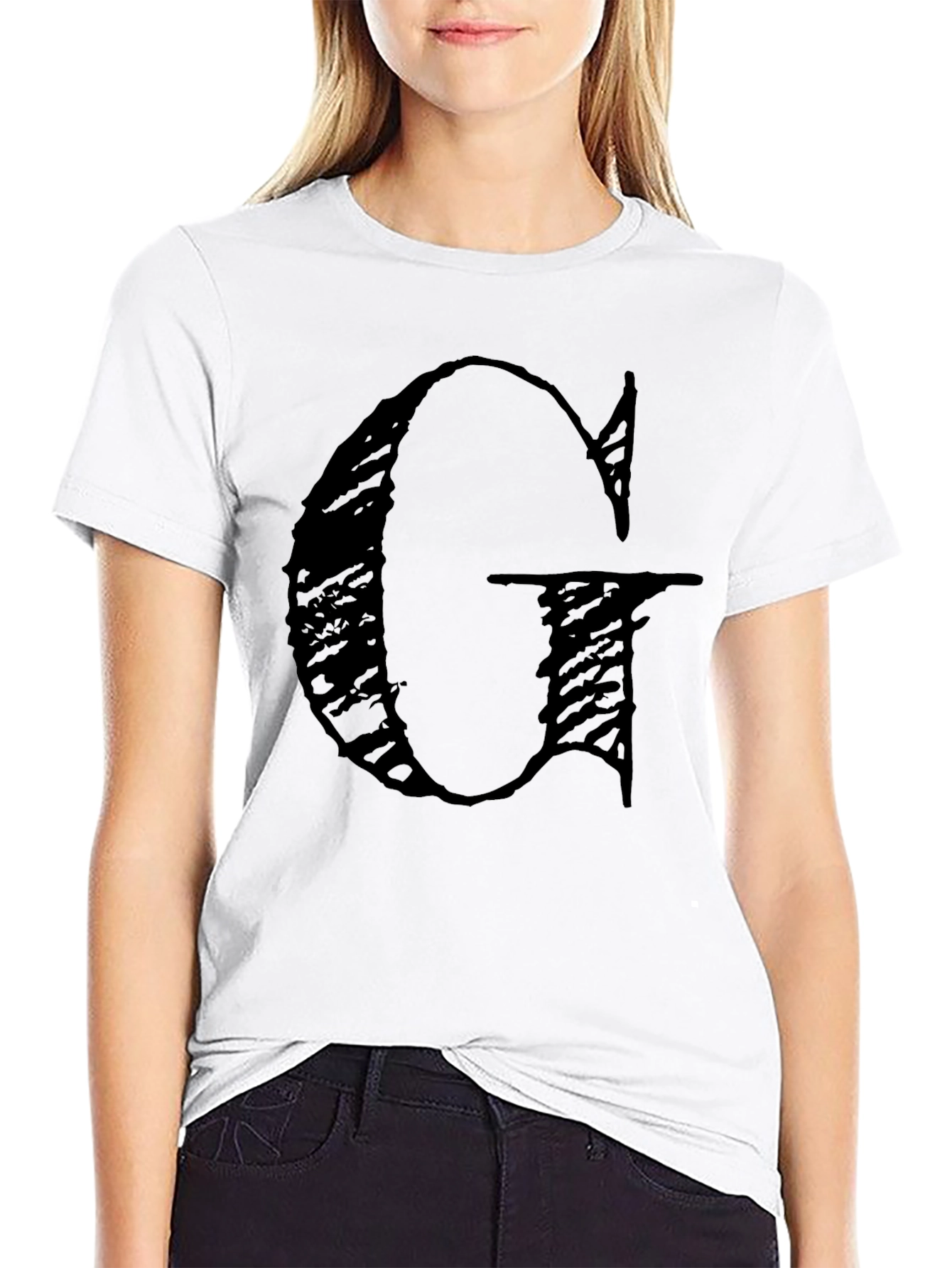 Graphic Tee - Black Shirt with Bold Letter G