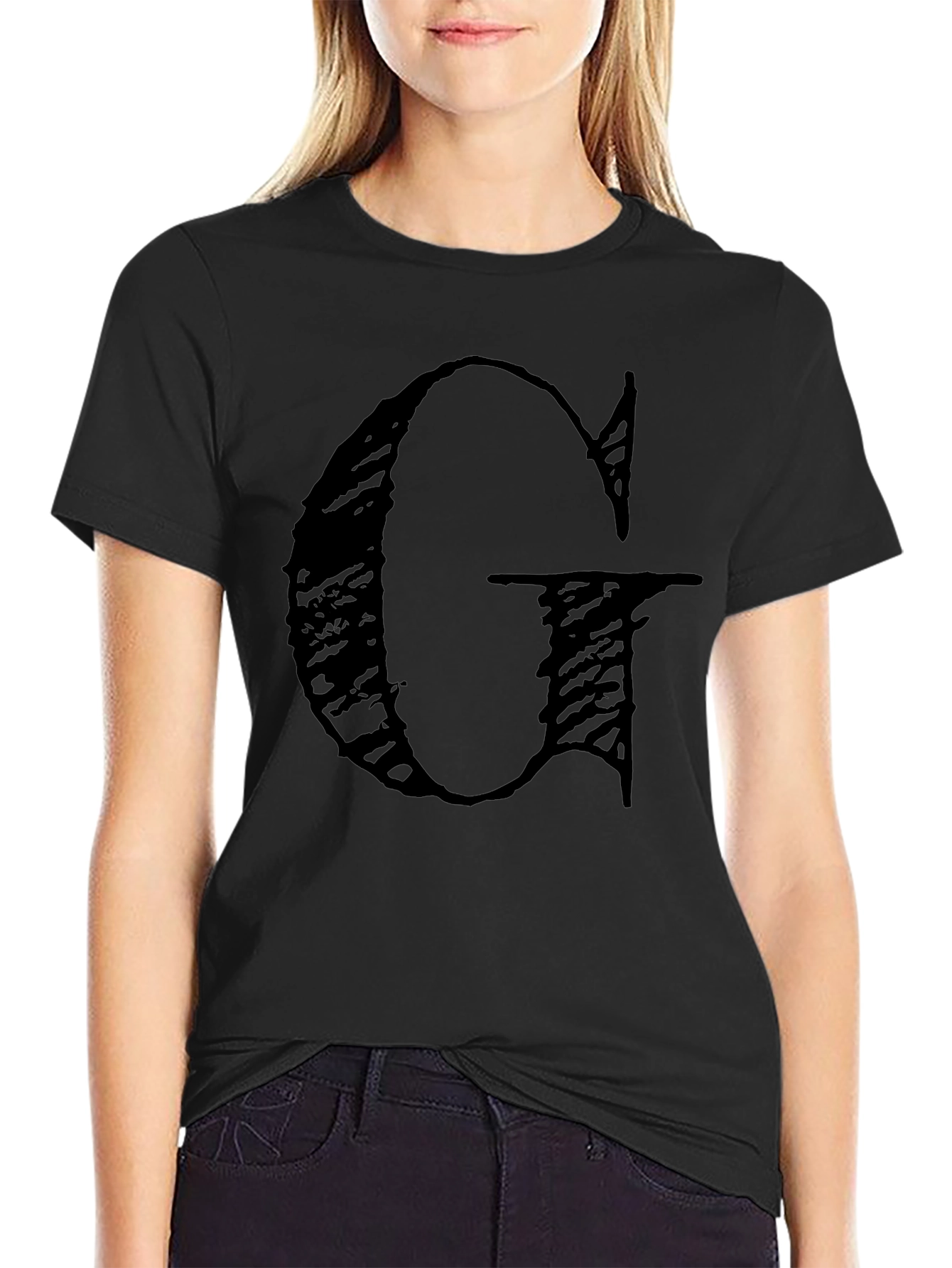Graphic Tee - Black Shirt with Bold Letter G