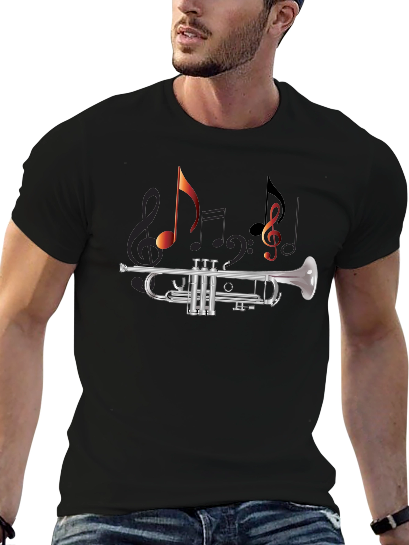 Musical Trumpet T-Shirt - Black Cotton Tee