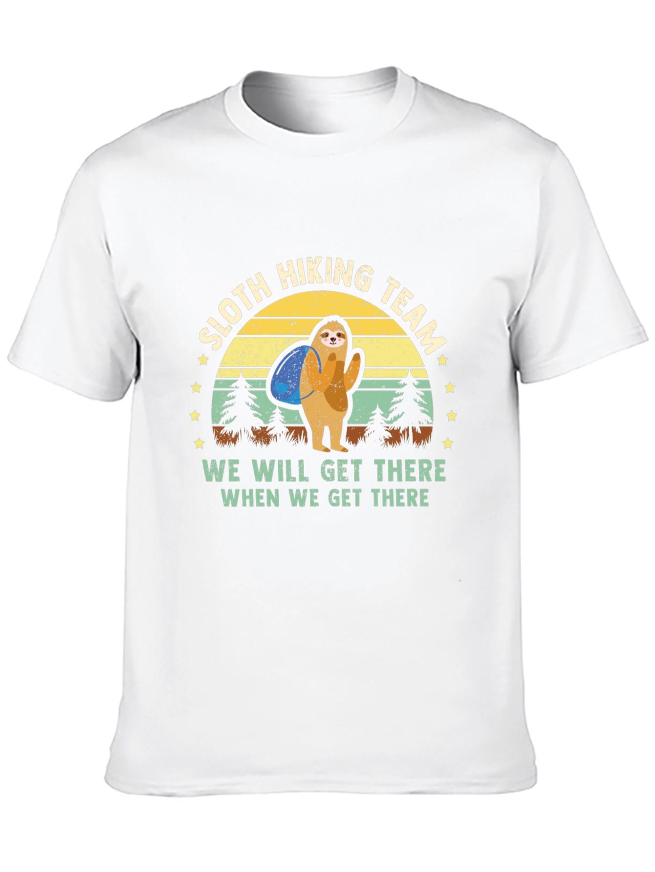 Sloth Hiking Team Graphic T-Shirt - Mens Black Tee