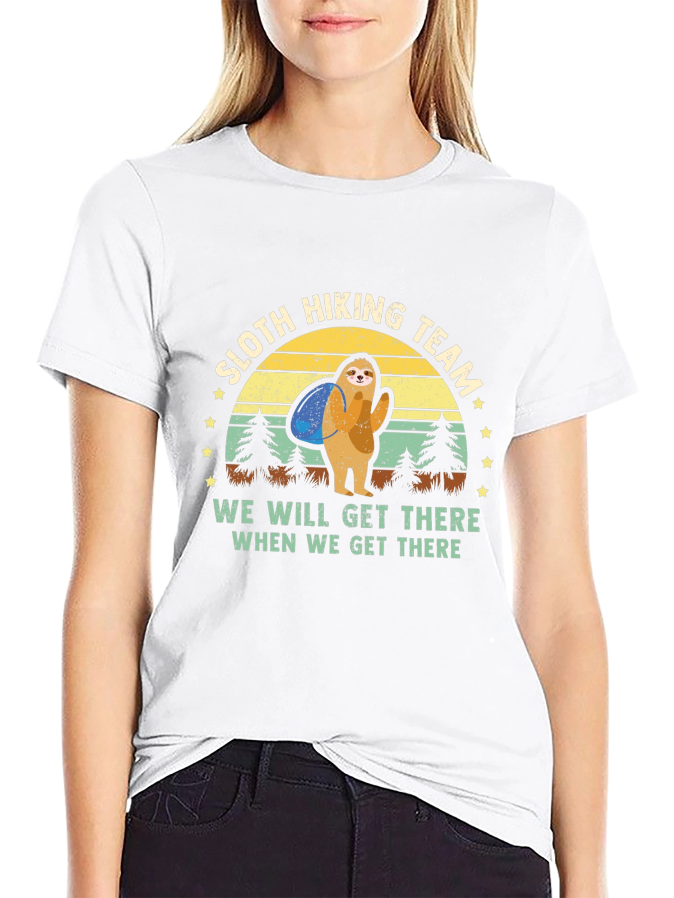 Sloth Hiking Team Graphic T-Shirt - Mens Black Tee