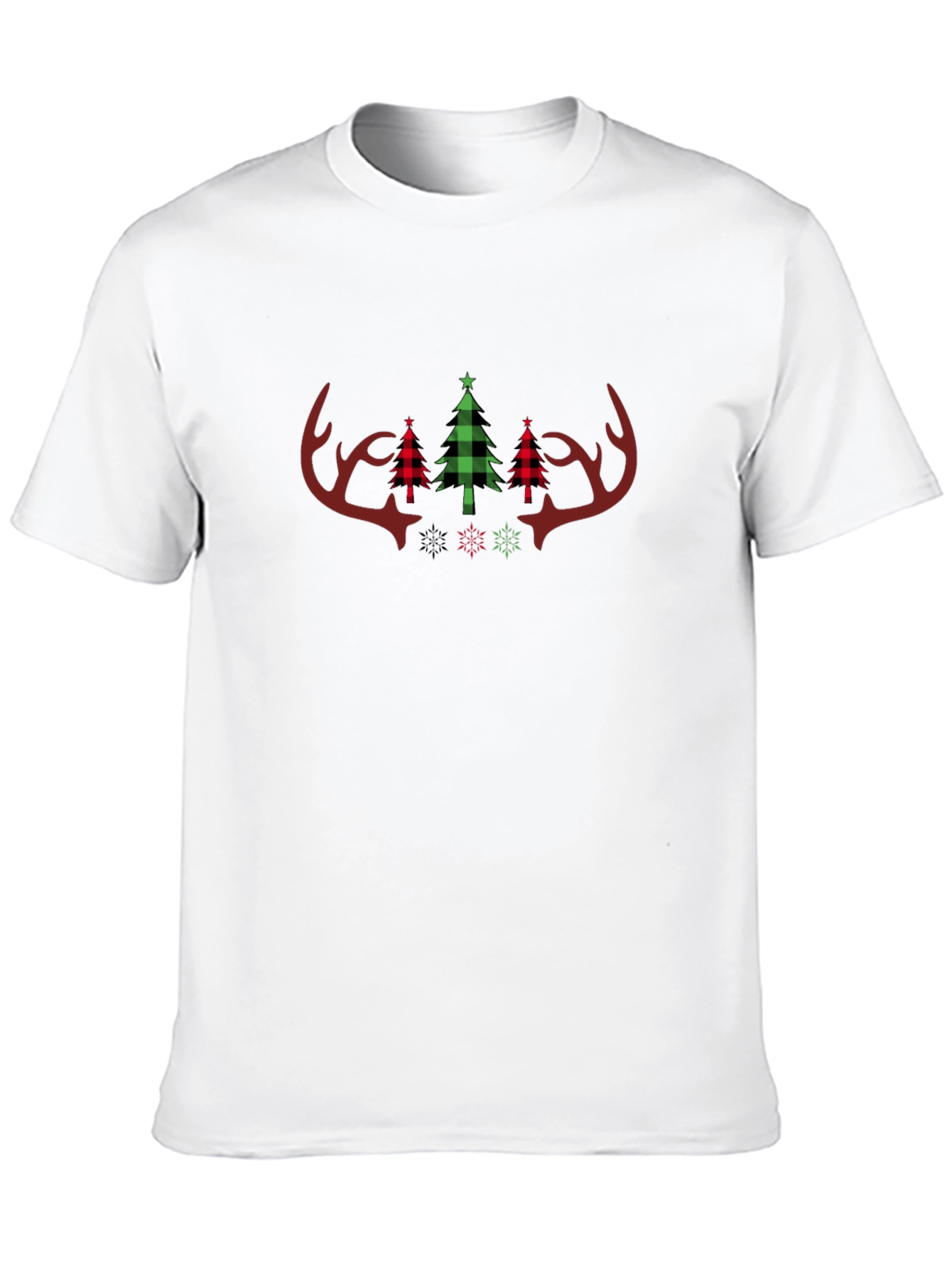 Festive Plaid Christmas Antler Tee