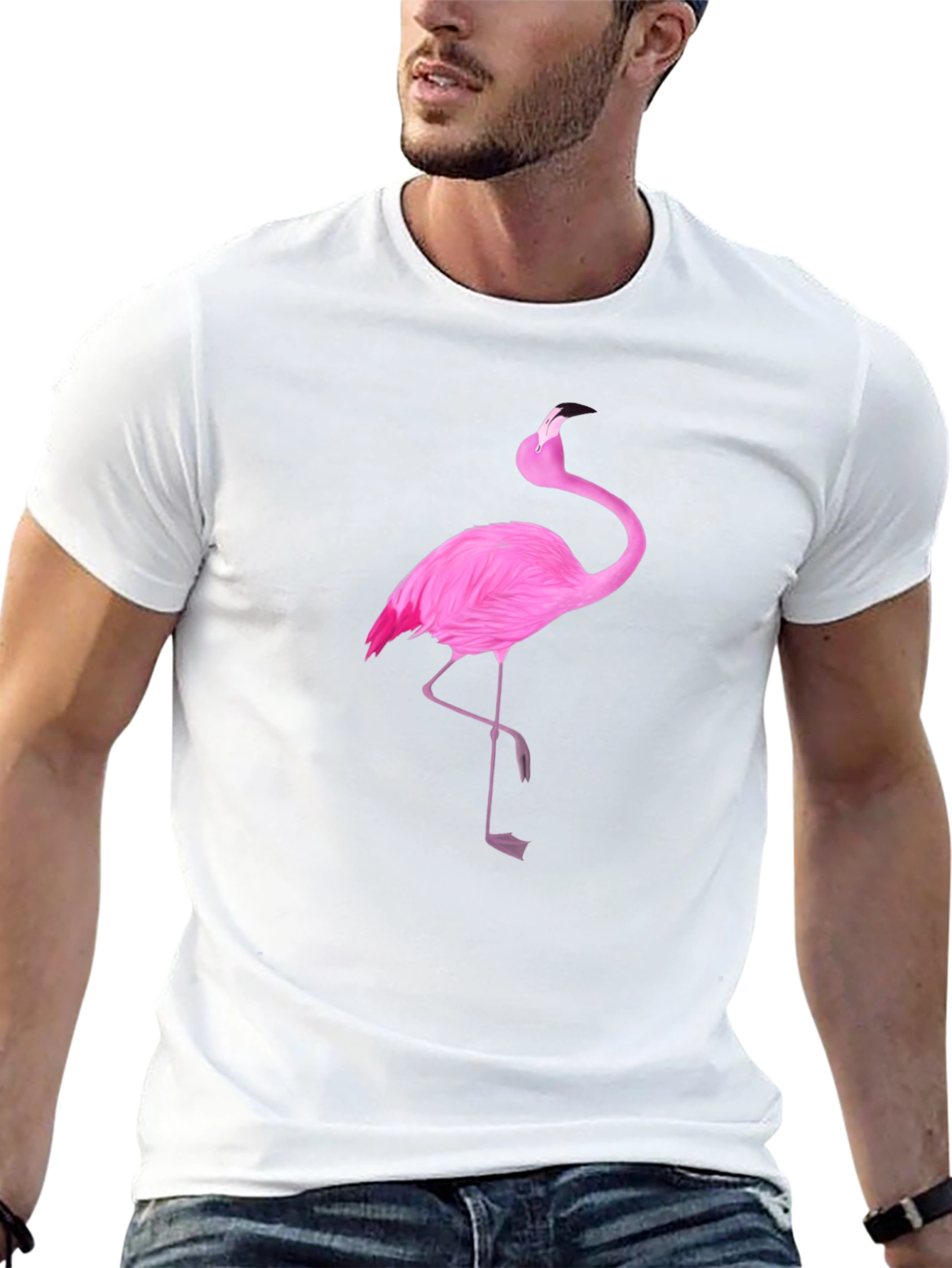 Pink Flamingo Graphic Black T-Shirt