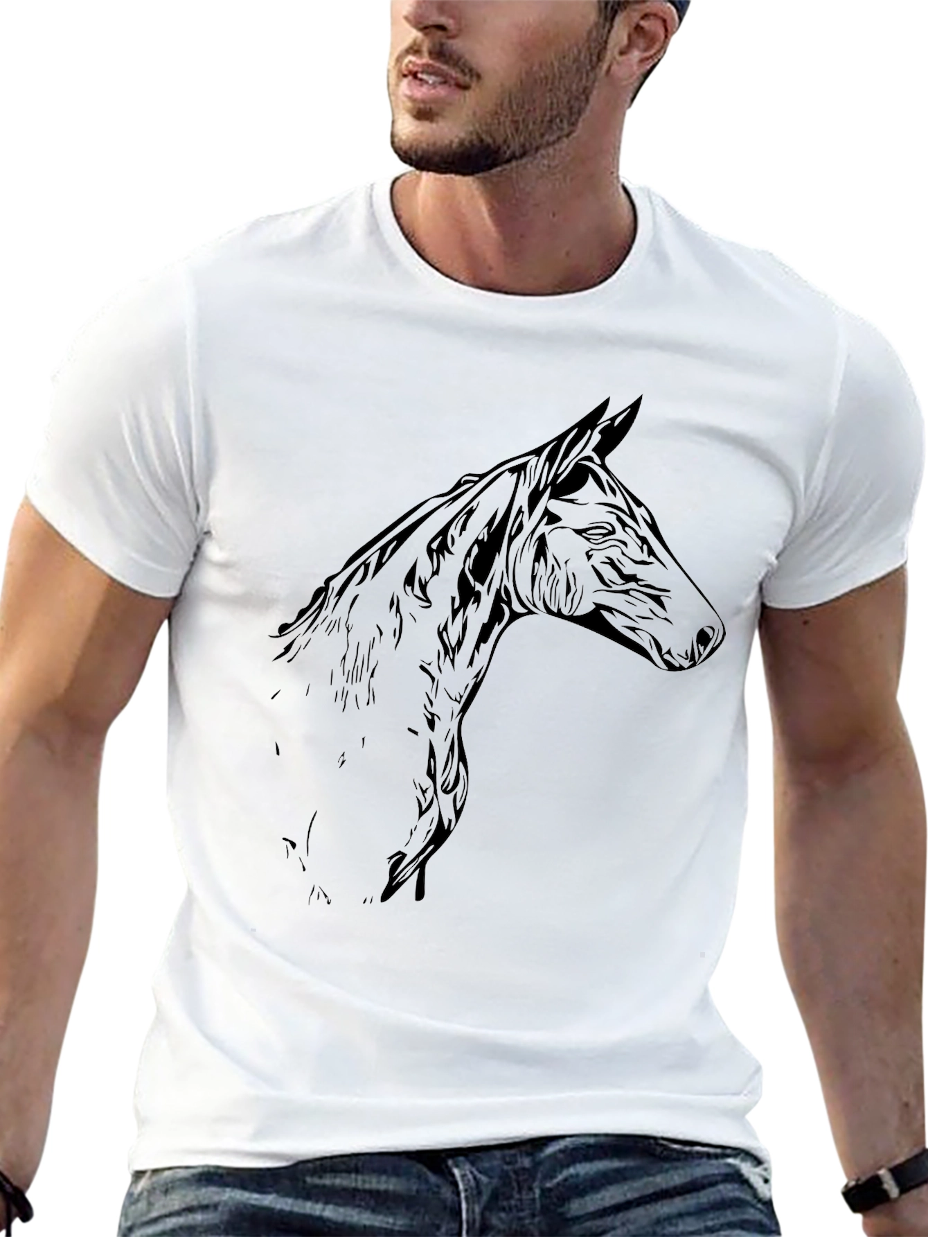 Horse Head Graphic Tee - Mens Black T-Shirt